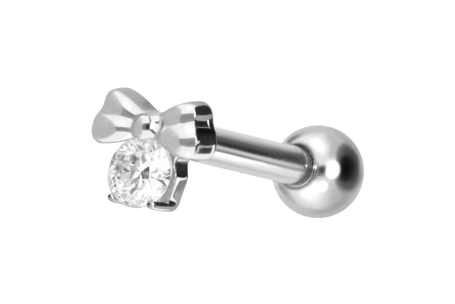 Piercing-Set Titan Ohrpiercing mit Innengewinde SCHLEIFE + KRISTALL