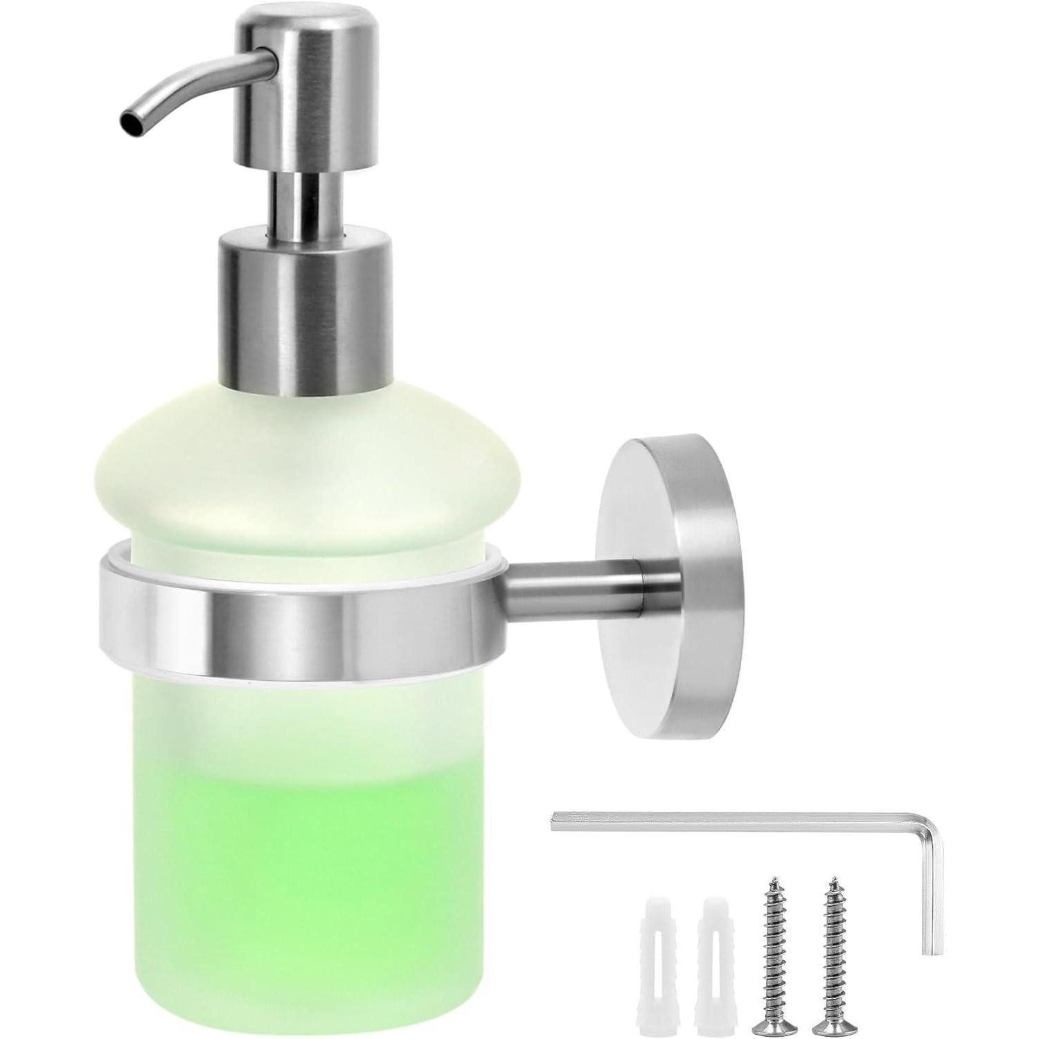 LuxusKollektion Seifenspender Seifenspender Wandmontage Glas Edelstahl Duschgel Handseife Silber