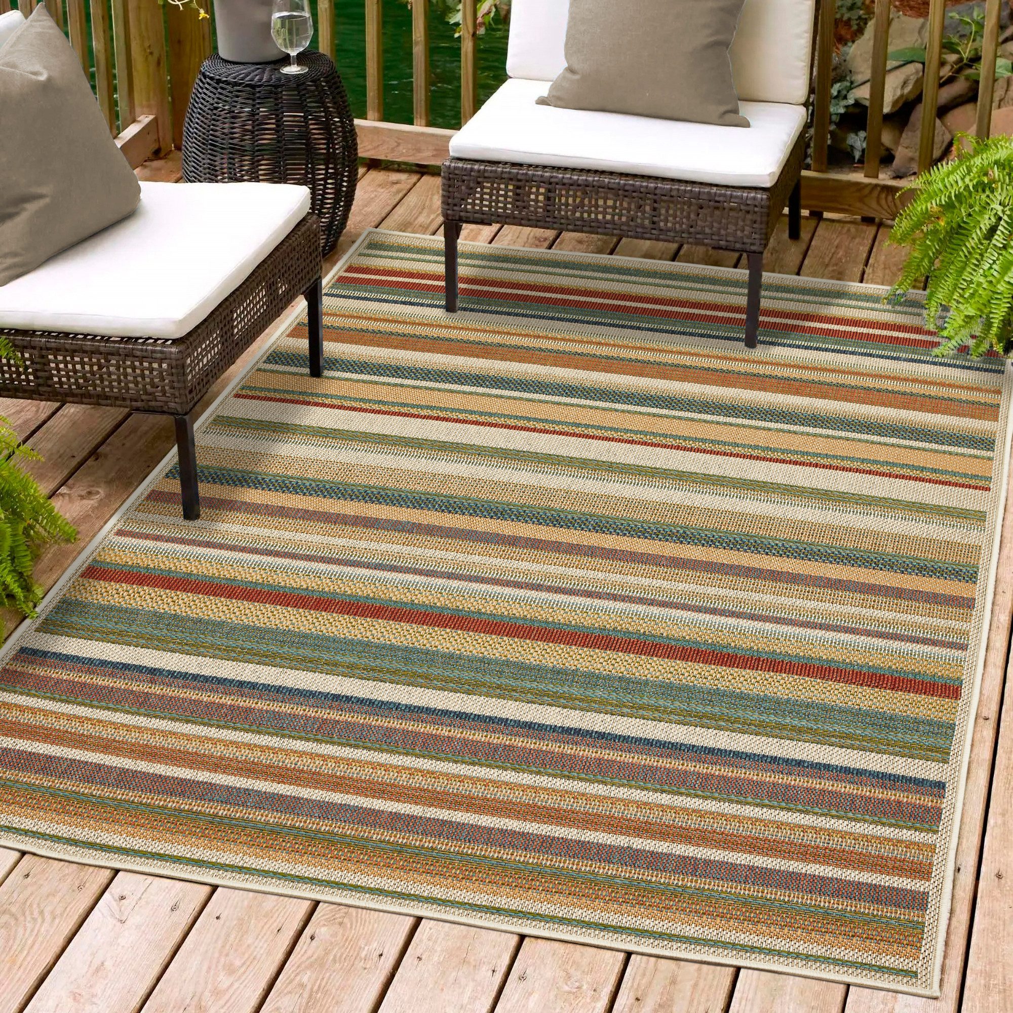 Andiamo Teppich Sedona Streifen, rechteckig, Höhe: 5 mm, Flachgewebe, gestreift, In- und Outdoor geeignet