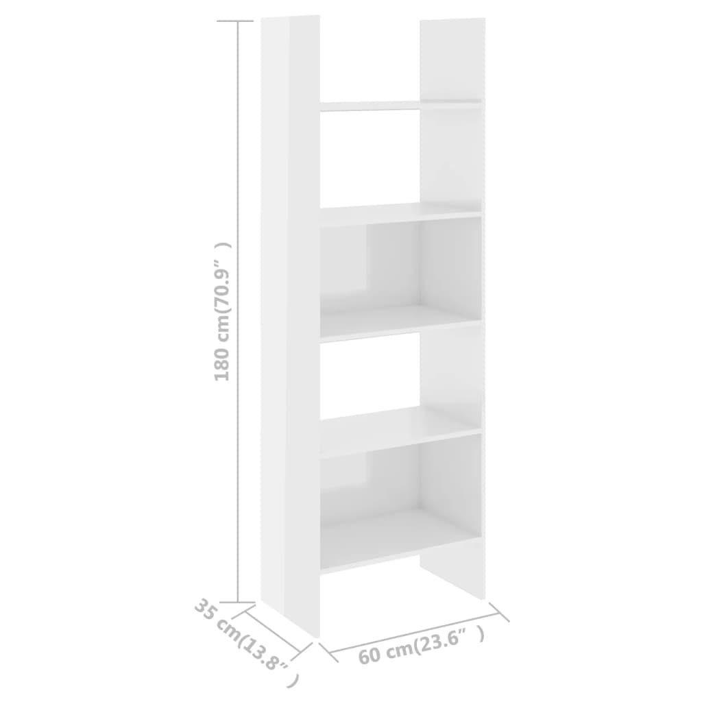 Regal Bücherregal 60x35x180 Spanplatte cm vidaXL Hochglanz-Weiß