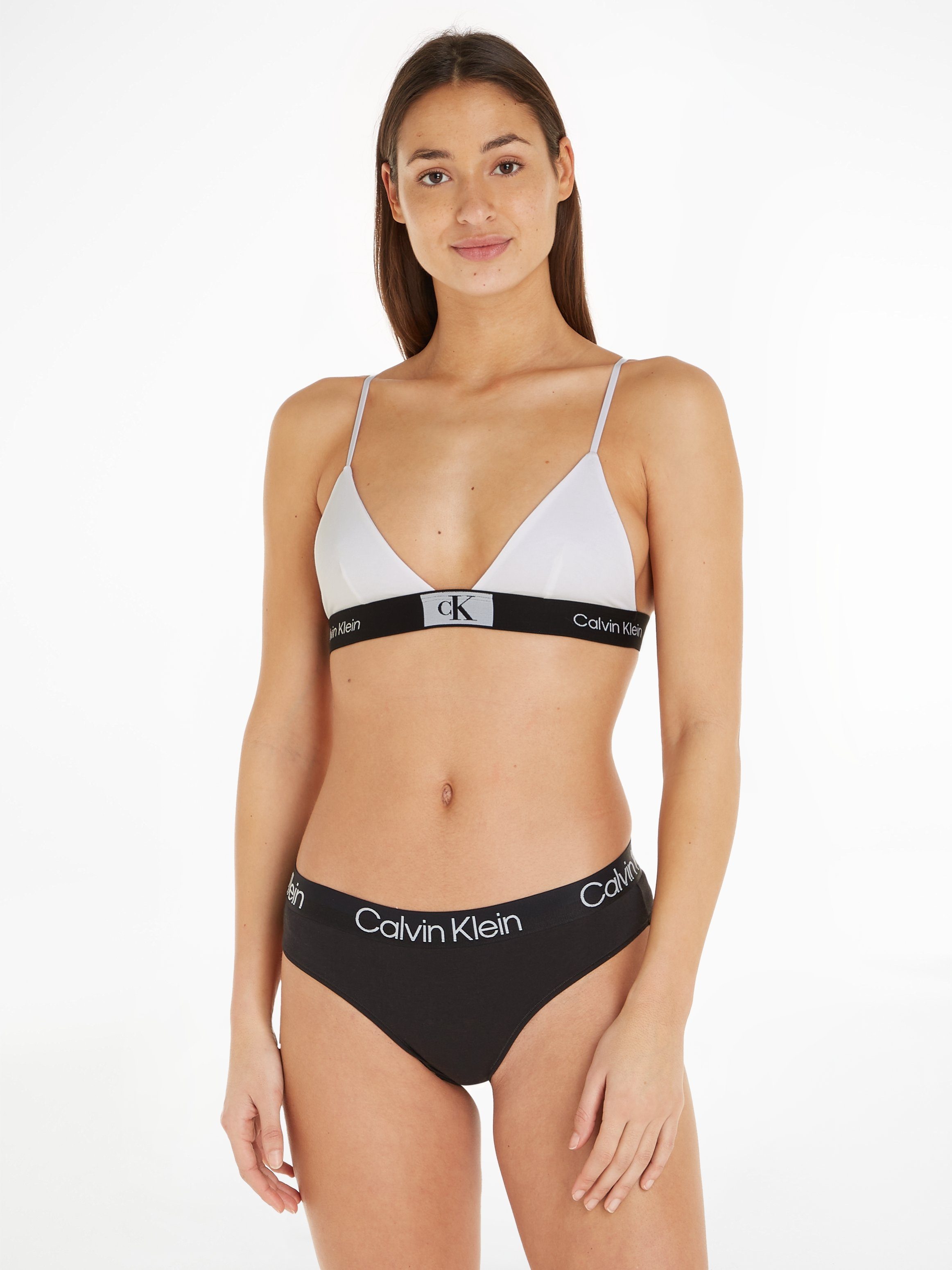 Calvin Logoschriftzügen UNLINED mit auf Klein Underwear Unterband dem TRIANGLE WHITE Triangel-BH