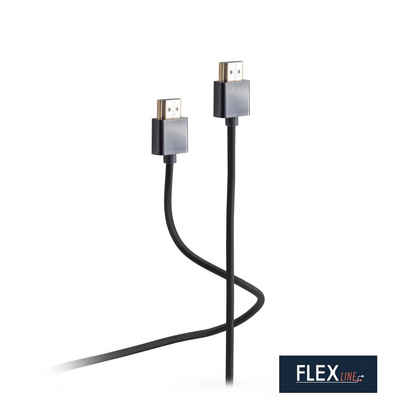 Flexline® »Flexline®-HDMI Kabel, 2 x HDMI A Stecker, hochflexibel mit vergoldeten Kontakten, Full HD, ULTRA HD, 3D, HEAC« Audio- & Video-Kabel, (100 cm), 4K2K (60 Hz), 4K2K (30 Hz), 1080p (3D)