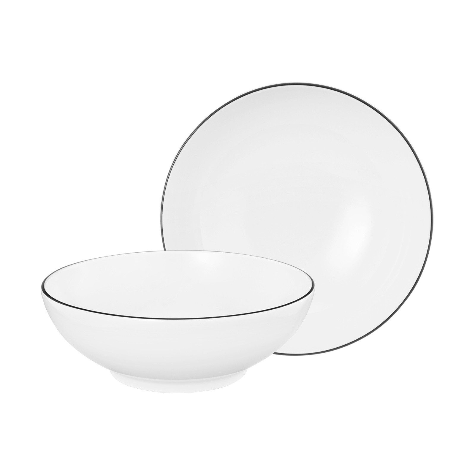 Seltmann Weiden Schale Lido Black Line Dessertschalen rund ø 15 cm, Porzellan, (2x Schale, 2-tlg)