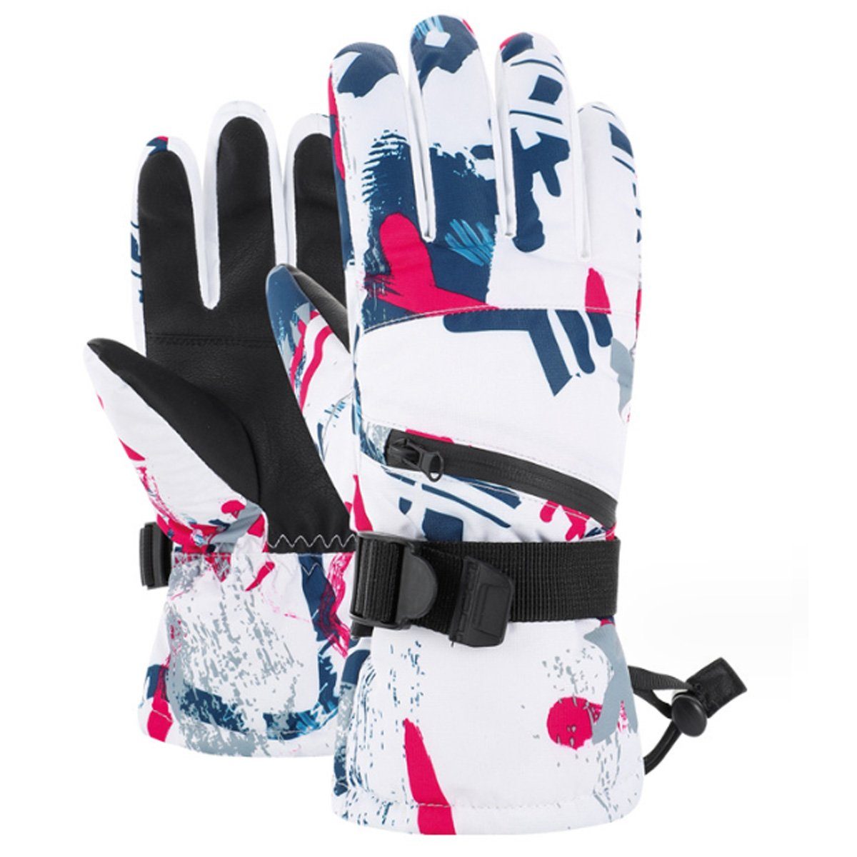 Skihandschuhe rot+weiß Wasserdicht ZmdecQna Winterhandschuhe,Skihandschuhe Touchscreen Warme