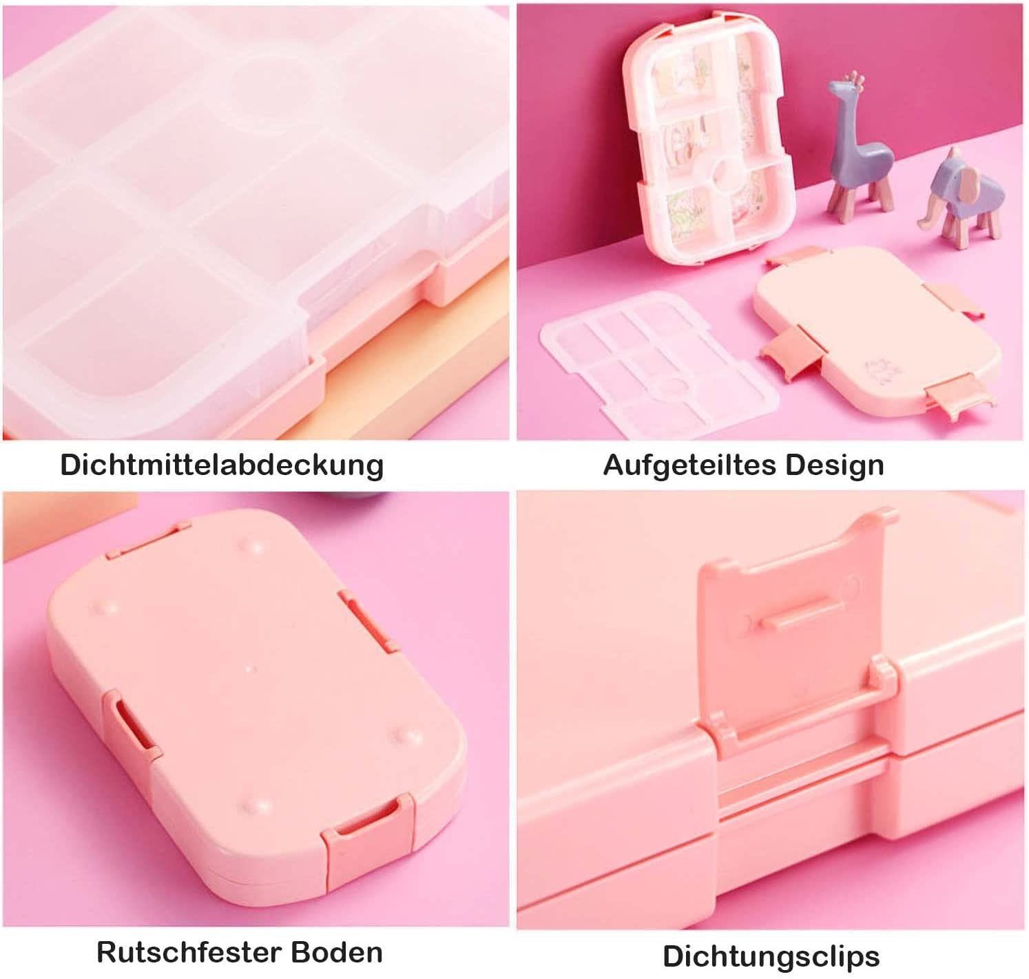 Haiaveng Rosa Fächer), Box Bento Vesperdose Fächern(6 mit Kinder Lunchbox Brotbüchse, Auslaufsicher,