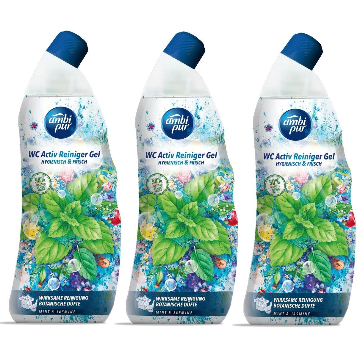 Ambi Pur WC Aktiv Reiniger Gel Mint & Jasmine 750ml (3er Pack) WC-Reiniger