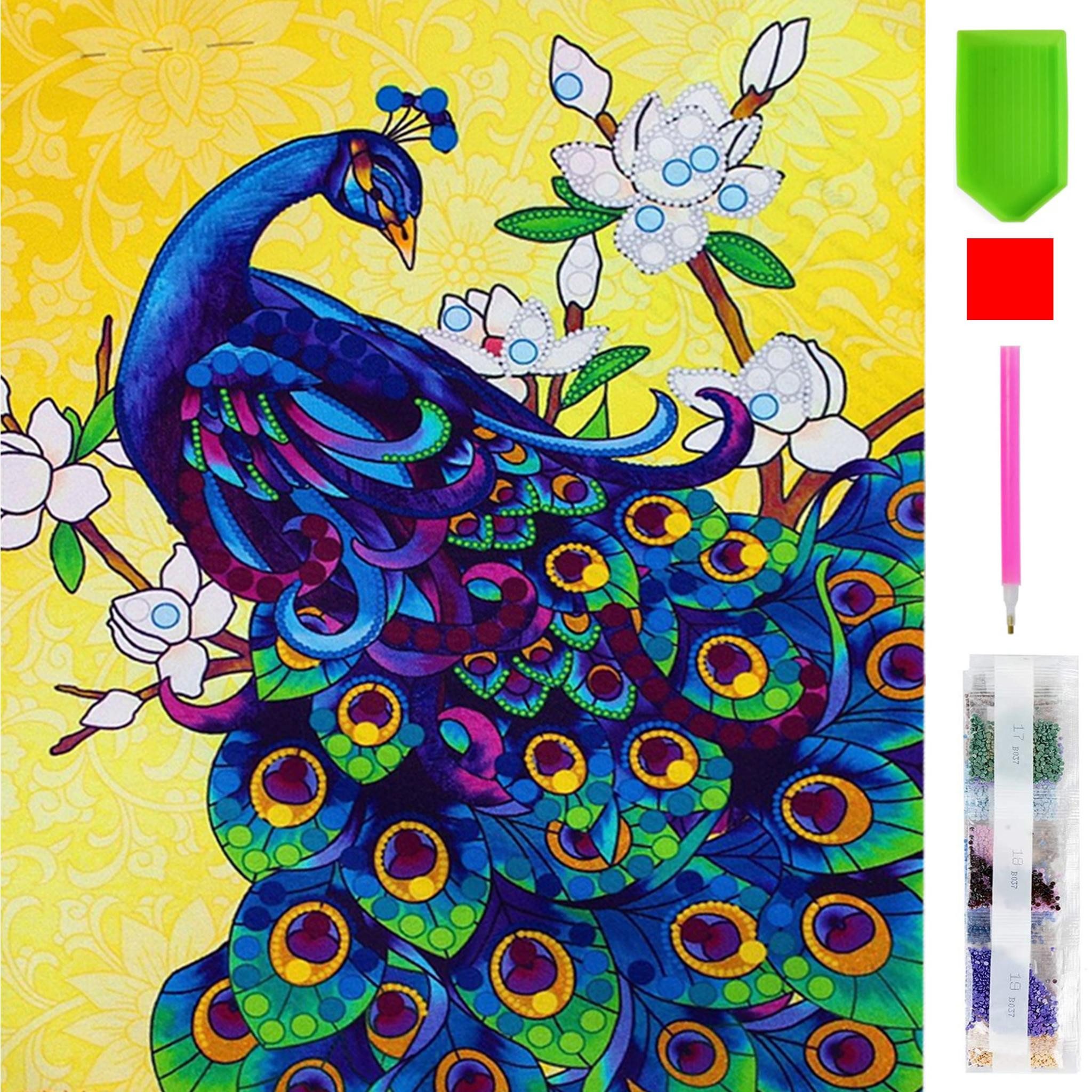 Malen nach Zahlen 5d Diamond Painting Pfau Vogel Malen nach Zahlen 15x20cm