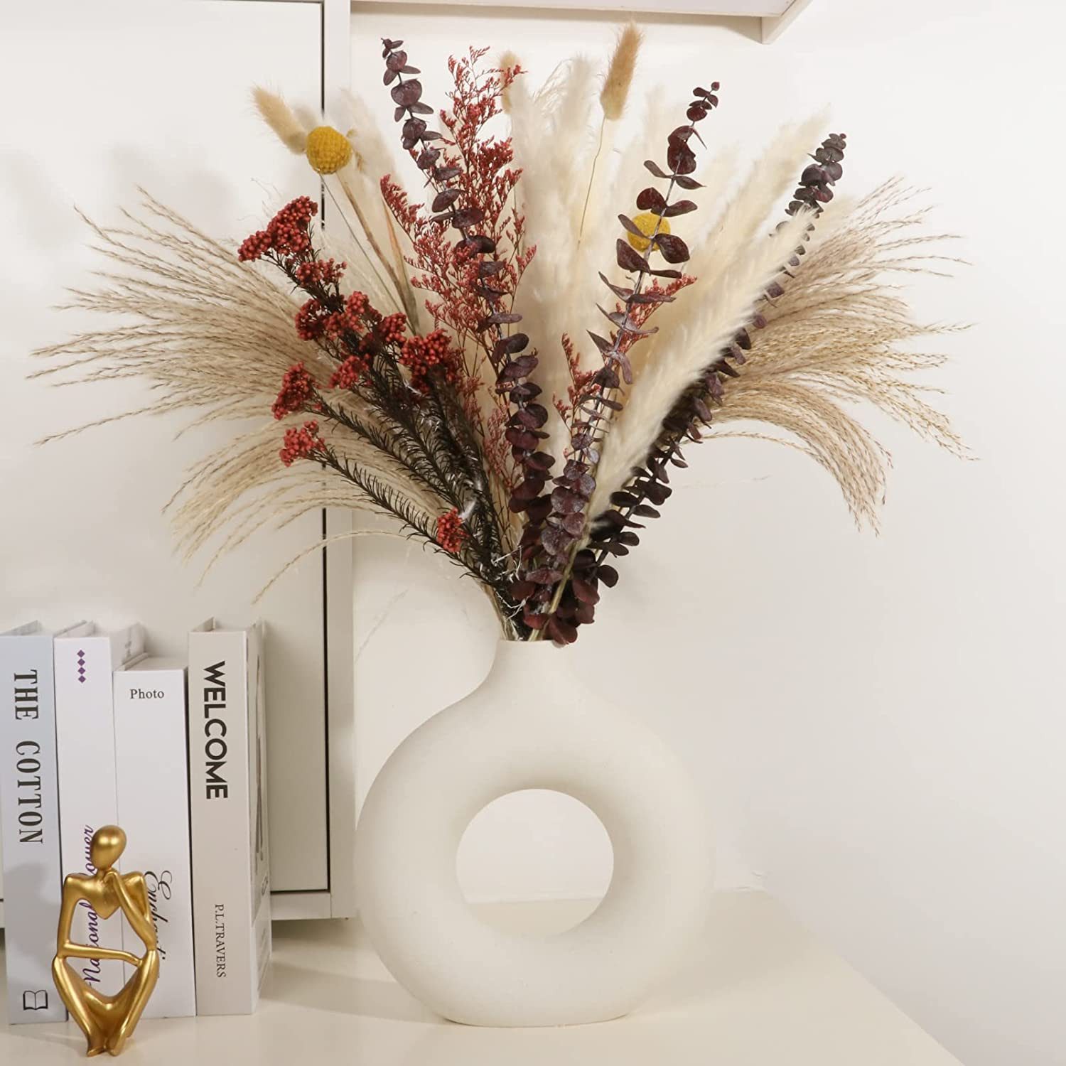 Trockenblume Pampasgras Trockenblumen,43 Stück Getrocknete Pampasgras-Dekoration Flauschige Getrocknete Blumen, ibettertec, Getrocknete Blumenarrangements für Z – Bild 5 von 5