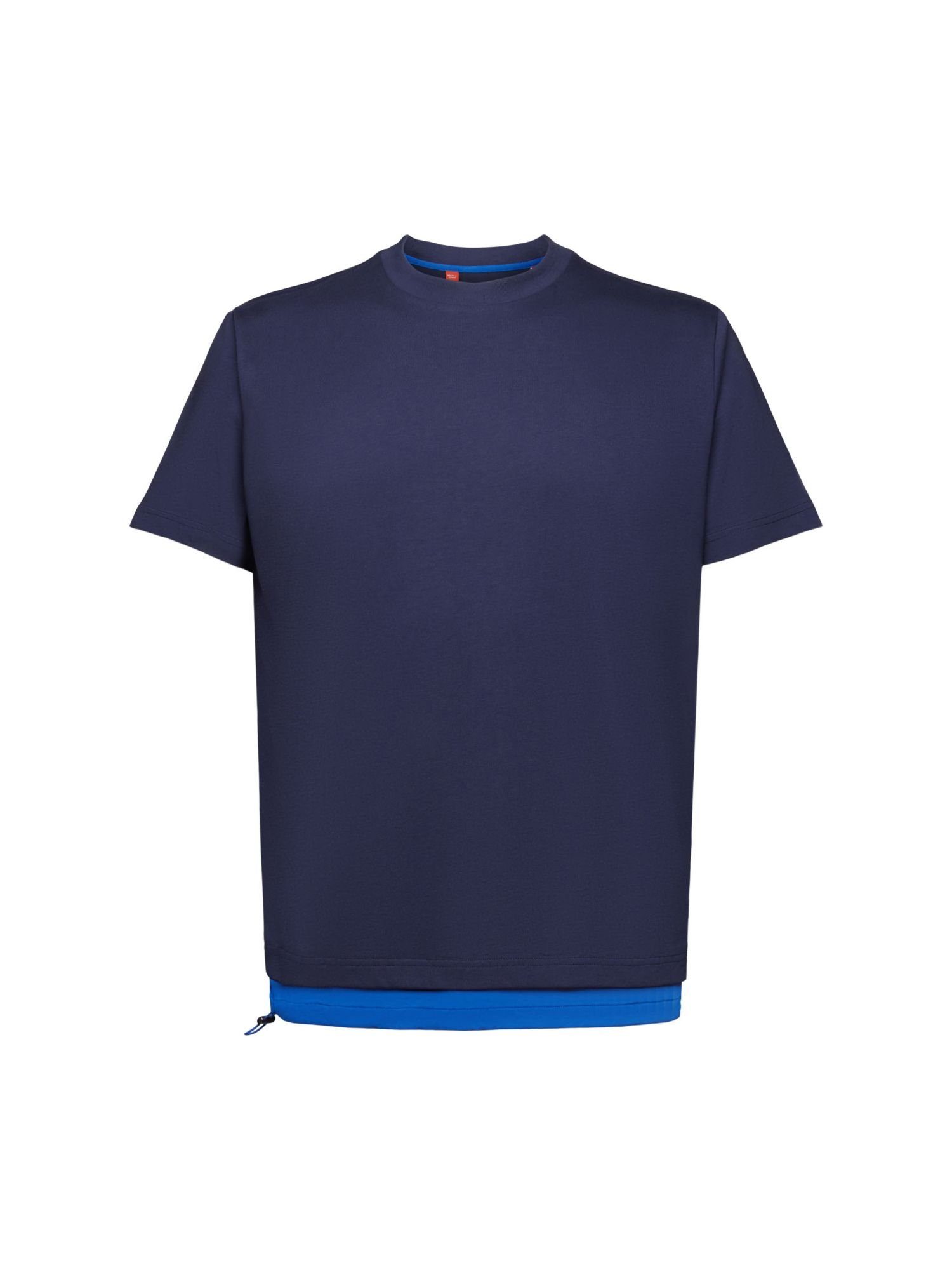 Esprit T-Shirt T-Shirt aus Baumwolljersey mit Kordelzug (1-tlg) DARK BLUE