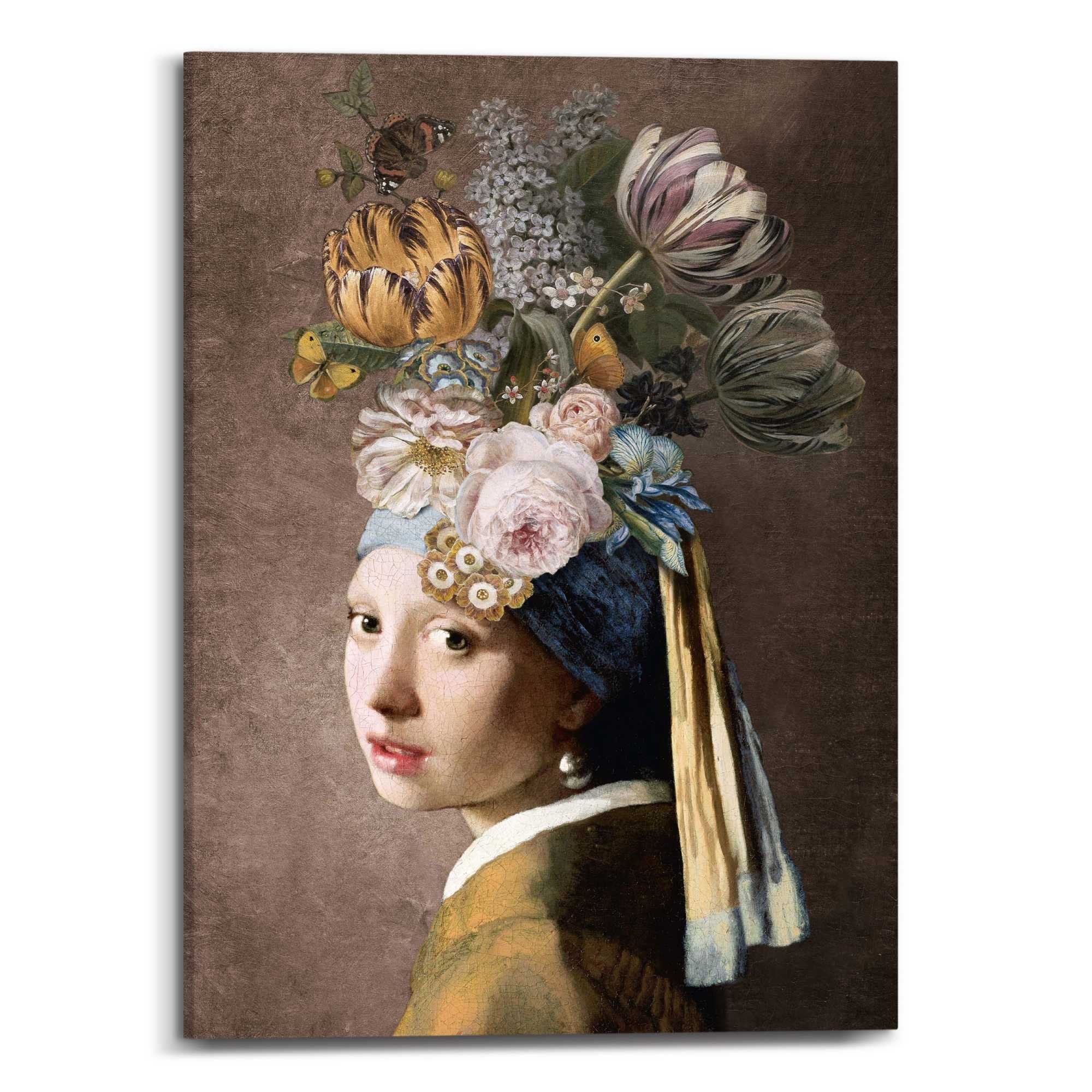 Leinwandbild Reinders! dem mit Vermeer Blumenmädchen Perlenohrring