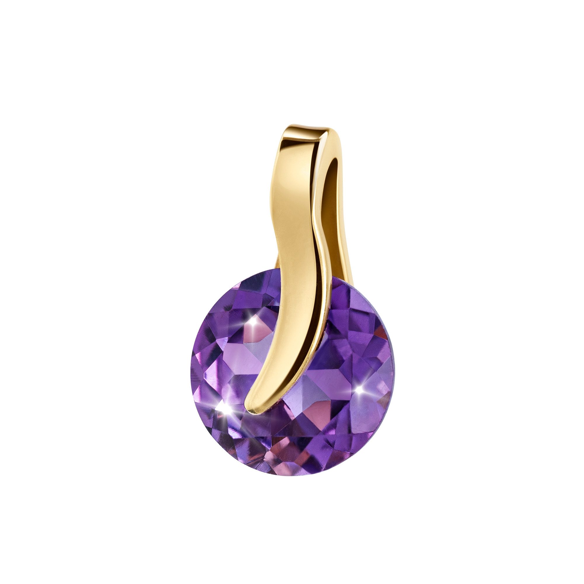 JEVELION Kette mit Anhänger Amethyst Edelstein Gold-Anhänger massiv 750 Gelbgold - Made in Germany (Goldanhänger, für Damen und Mädchen), Mit Kette vergoldet- Länge wählbar 36 - 70 cm oder ohne Kette.