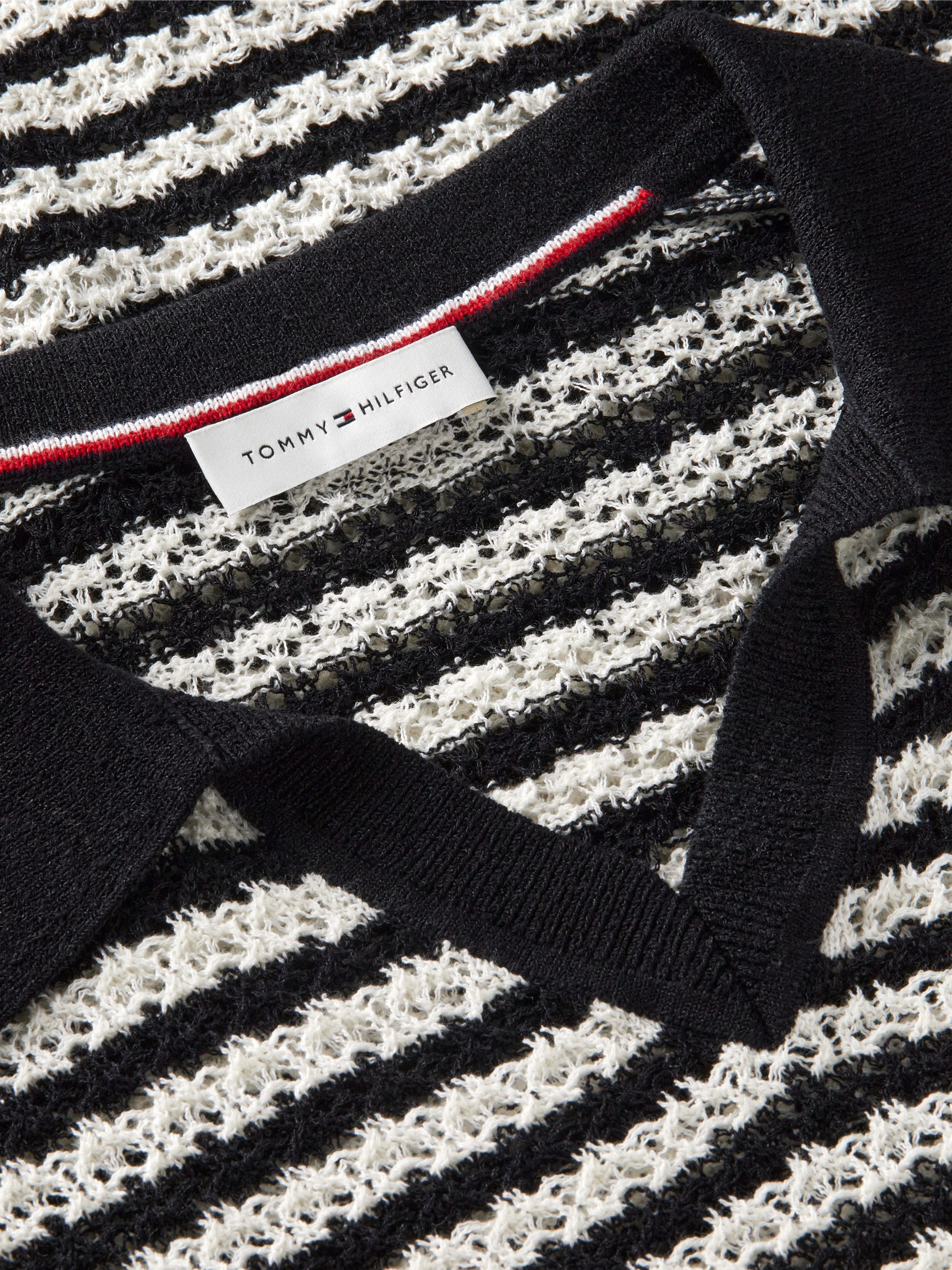 Tommy Hilfiger Polokragenpullover POINTELLE V-NK POLO SS Baumwollmischung, Polokragen