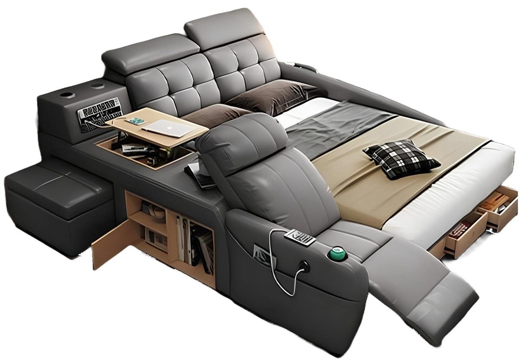 JVmoebel Multimediabett Multifunktionales Polsterbett aus Kunstleder in modernem Design (1-tlg., 1x Bett), Made in Europa