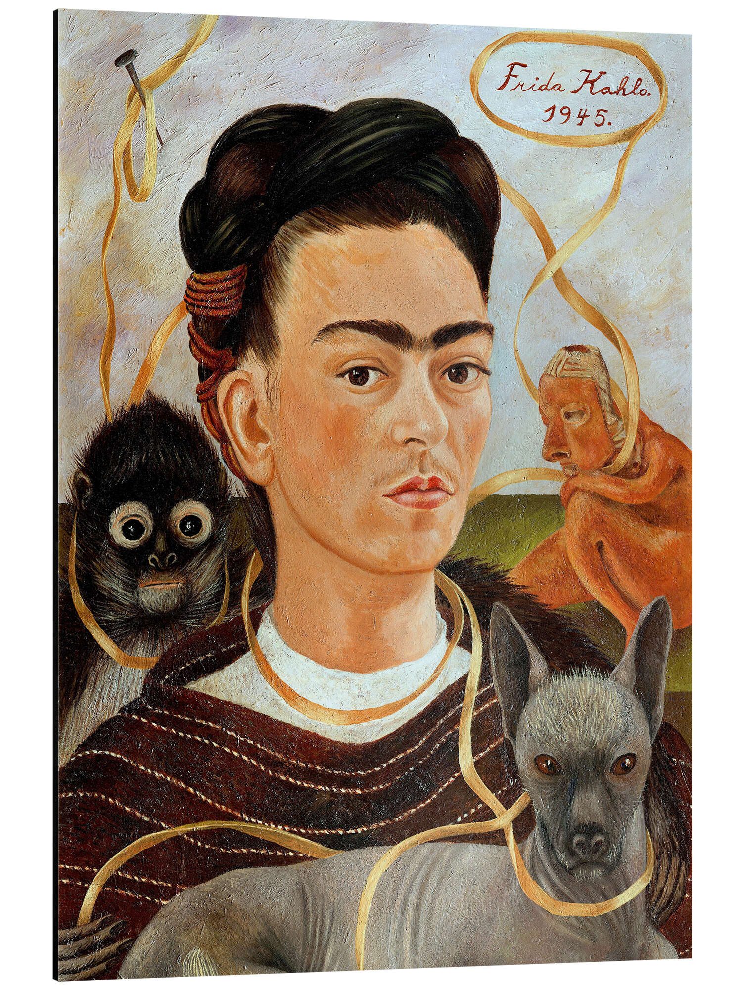 Posterlounge Wandbild Selbstbildnis mit Äffchen, 1945, Frida Kahlo, erhältlich als Poster, Leinwandbild, Wandsticker oder Acrylglasbild