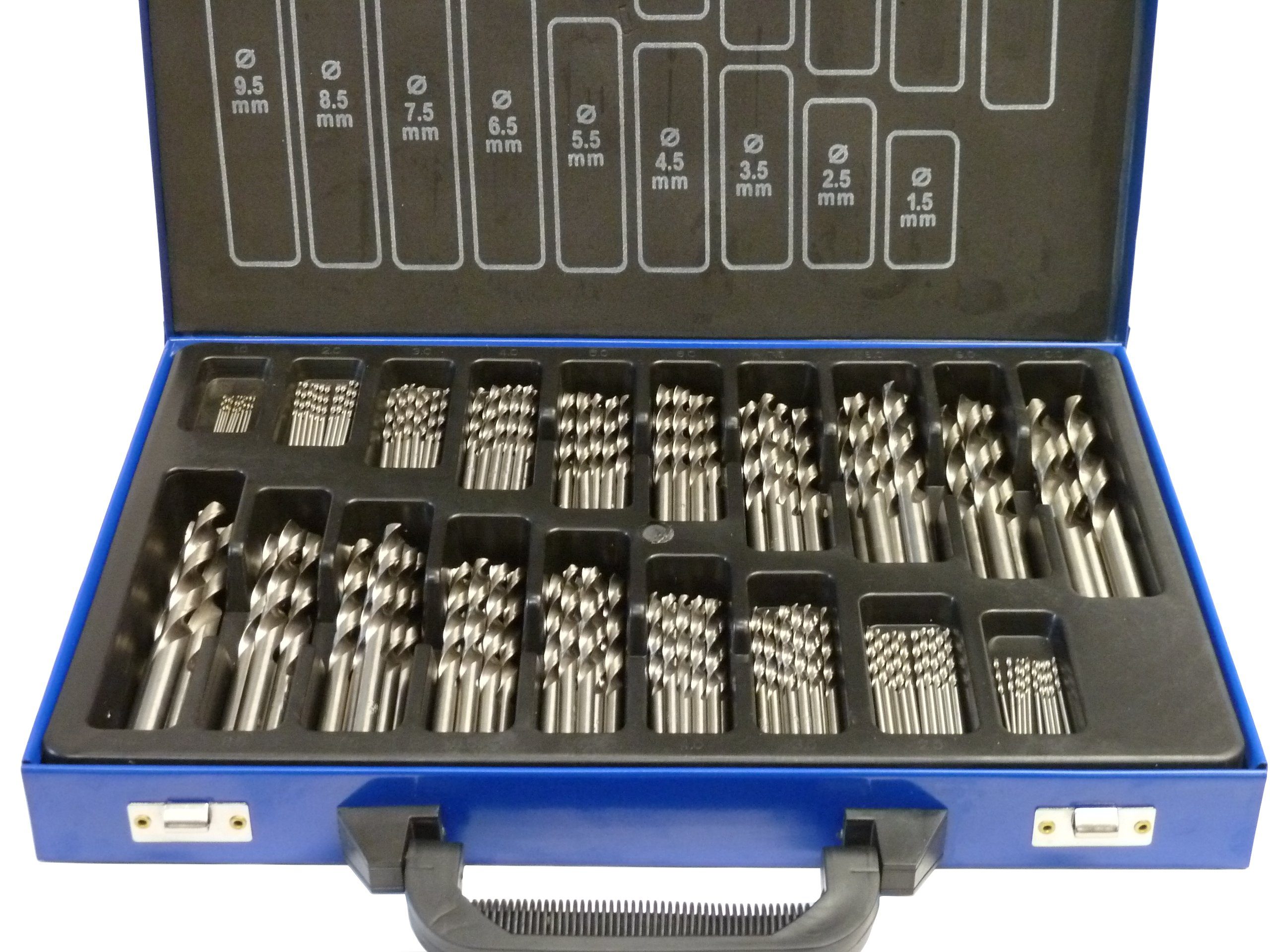 PeTools Metallbohrer Bohrer Set 170 tlg. HSS-R (EG) Spiralbohrer Metallbohrer Stahlbohrer 1 - 10mm, (170-tlg), HSS-R Qualität, Kanten geschliffen (EG - edge ground)