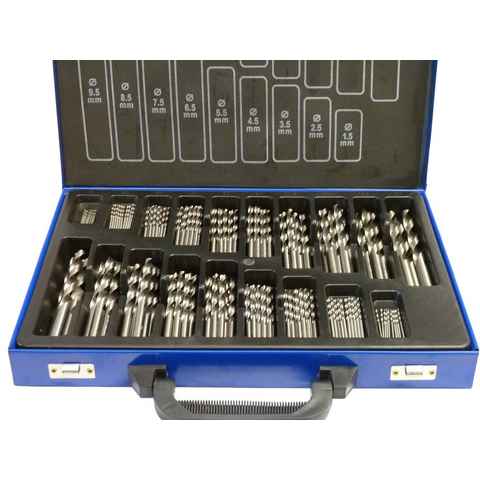 PeTools Metallbohrer Bohrer Set 170 tlg. HSS-R (EG) Spiralbohrer Metallbohrer Stahlbohrer 1 - 10mm, (170-tlg), HSS-R Qualität, Kanten geschliffen (EG - edge ground)