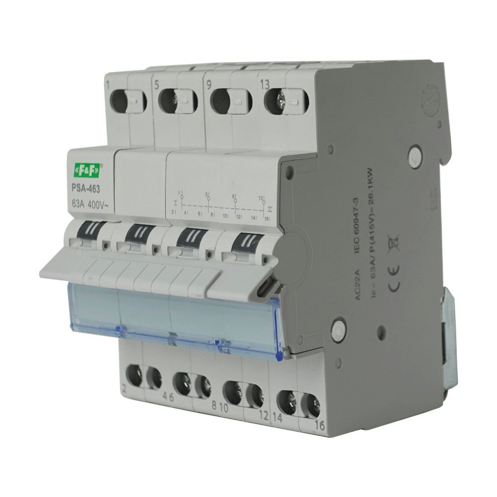 F&F Netzumschalter Umschalter Netz Aggregat 1-0-2 63A 4-polig PSA-463 Netzteil