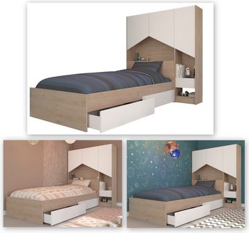 Parisot Jugendzimmer-Set Shelter, (komplett Set, 3-St., in verschiedenen Zusammenstellungen wählbar), abgeschrägte Türen