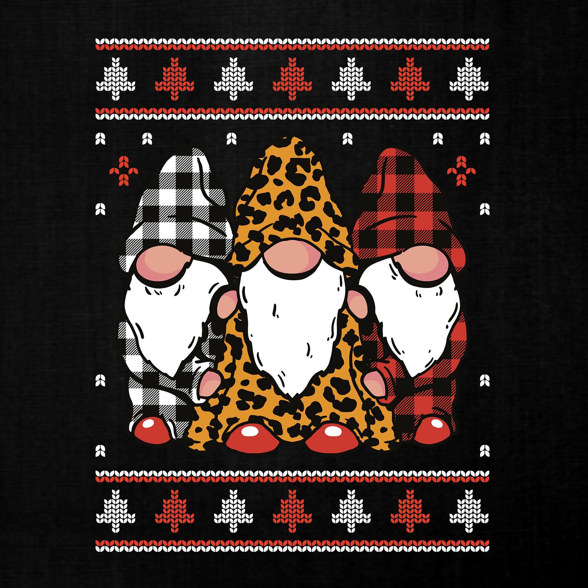 Kariert Weihnachten (1-tlg) Wichtel Christmas Ugly Kurzarmshirt Quattro Gnome Formatee