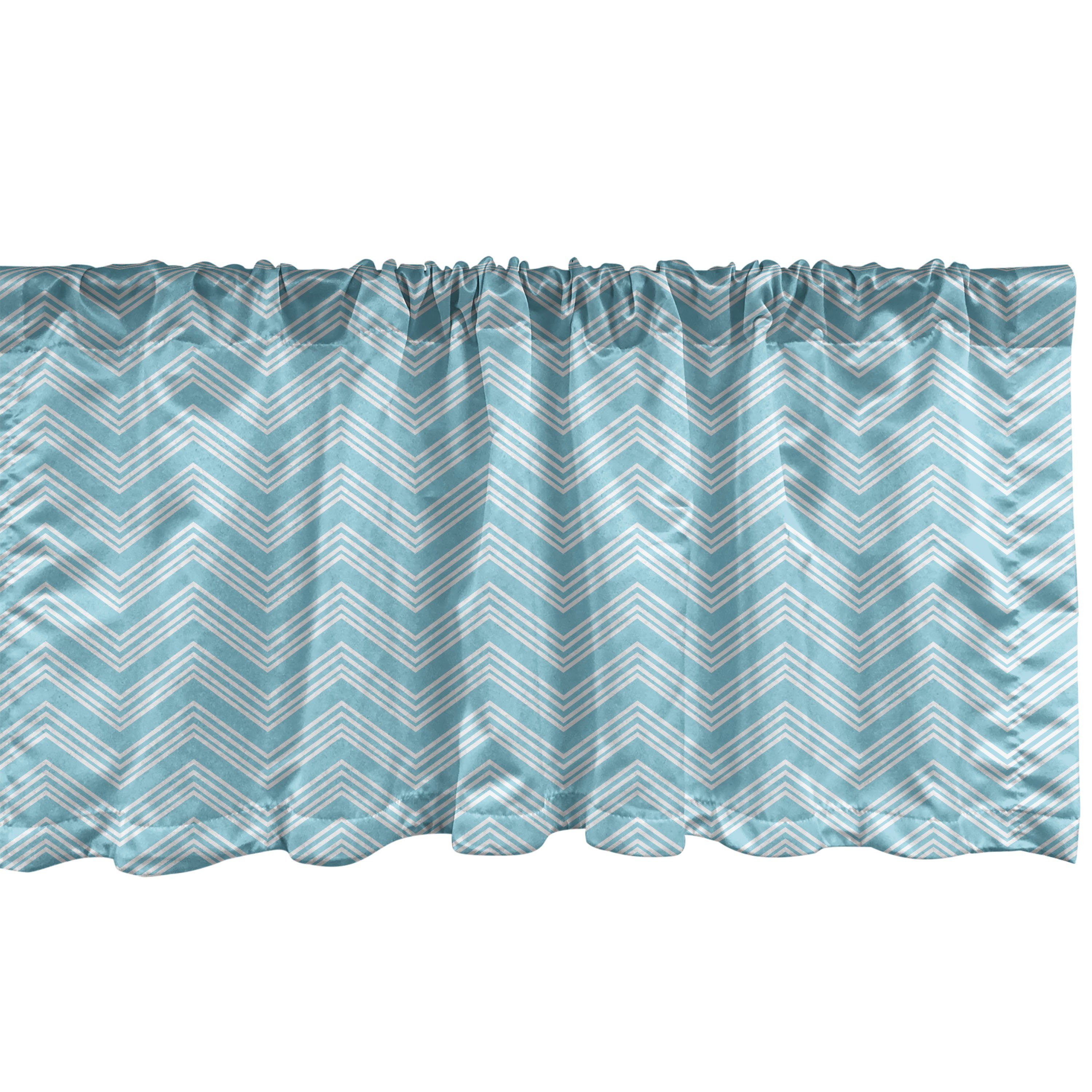 Scheibengardine Vorhang Volant für Küche Schlafzimmer Dekor mit Stangentasche, Abakuhaus, Microfaser, Vintage Blue 4 Linien Retro Style