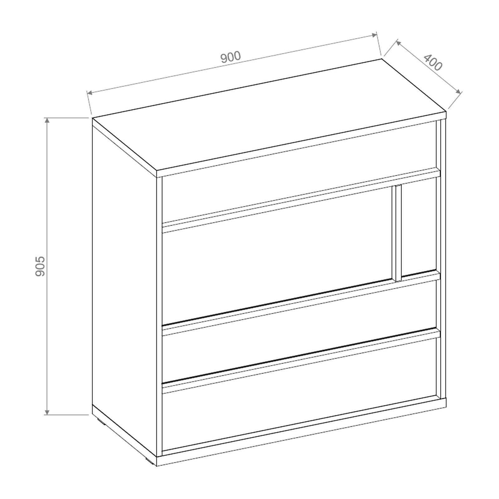HAUSELEMENT Kommode IMOLA IM-07, Sideboard 4 Schubladen Schrank Mehrzweckschrank Modern