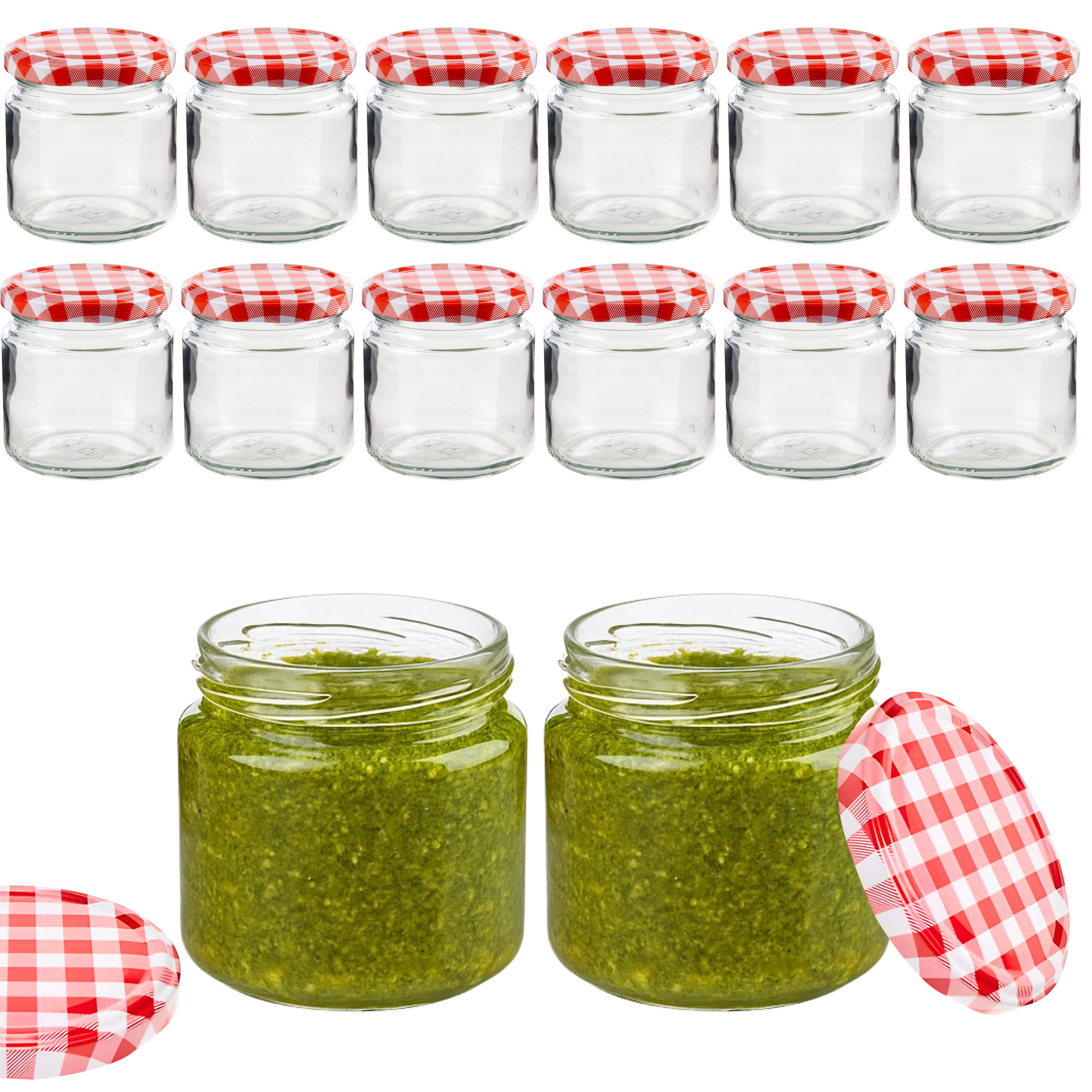 mikken Einmachglas Marmeladenglas 210 ml mit Schraubdeckel Deckel TO66, (12-tlg), zum pasteurisieren, Honigglas, Pestoglas, Vorratsglas