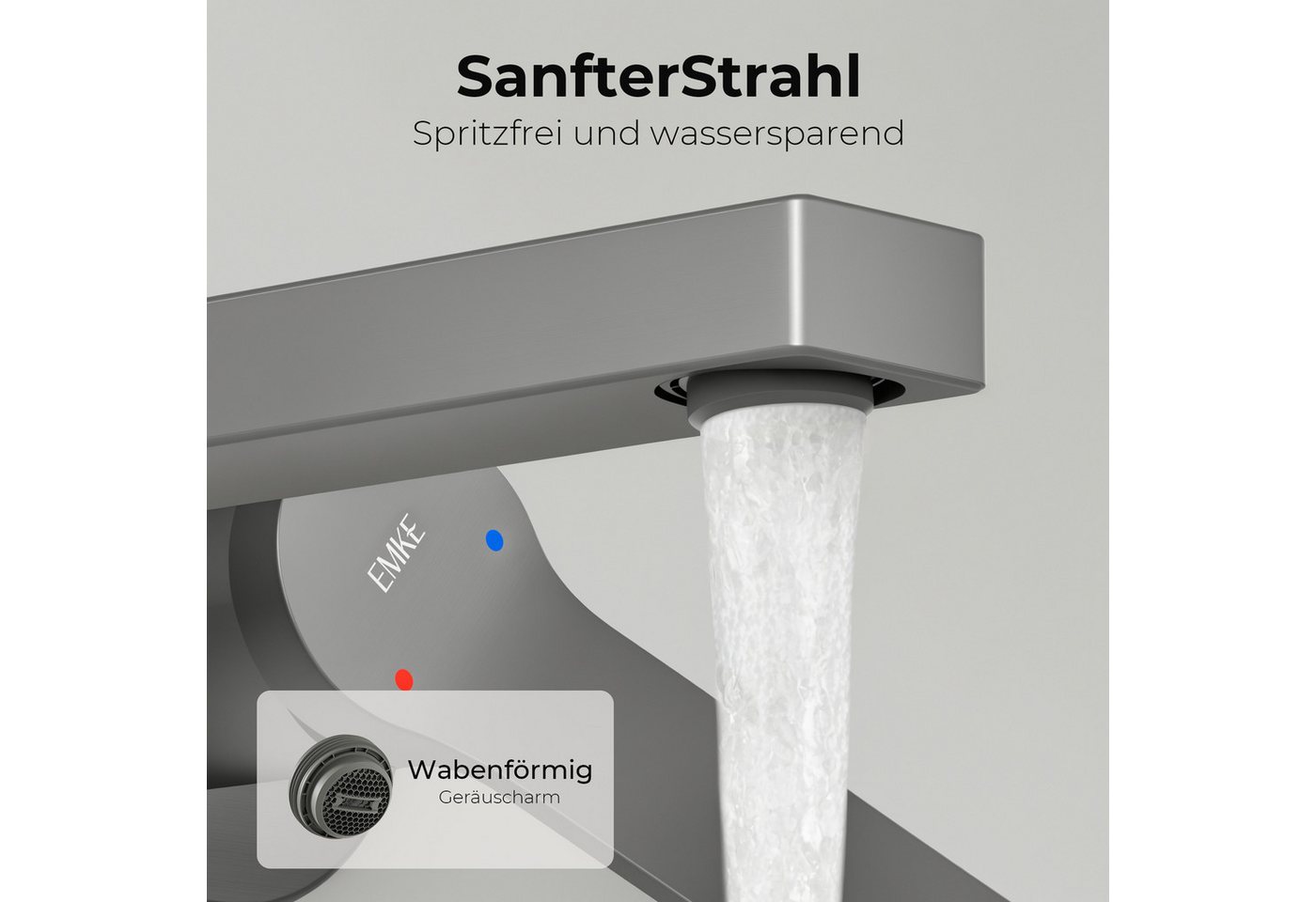 Thumbnail - EMKE Waschtischarmatur Waschtischarmatur Unterputz für Bad und Spülbecken mit Belüfter (Einhebelmischer) Ventilkern aus ...