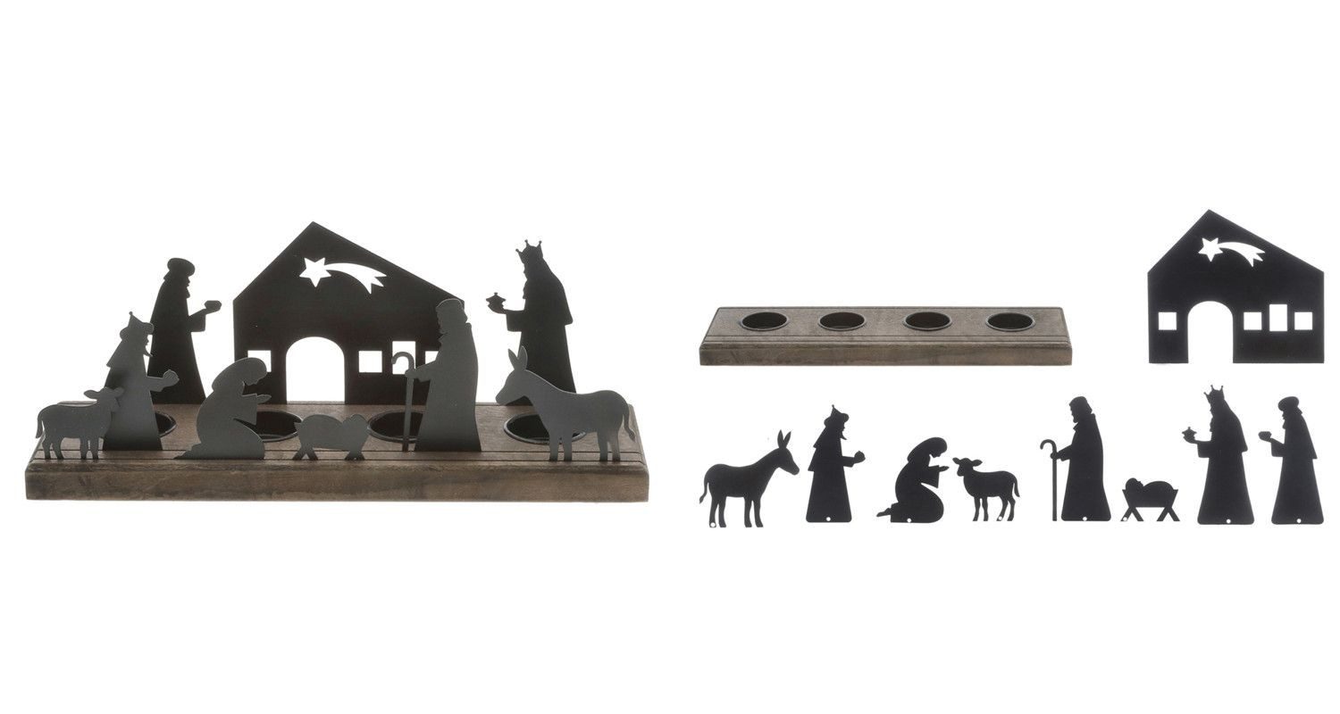 BURI Kerzenständer Kerzenhalter Weihnachtskrippe 32cm Weihnachtsdeko günstig online kaufen
