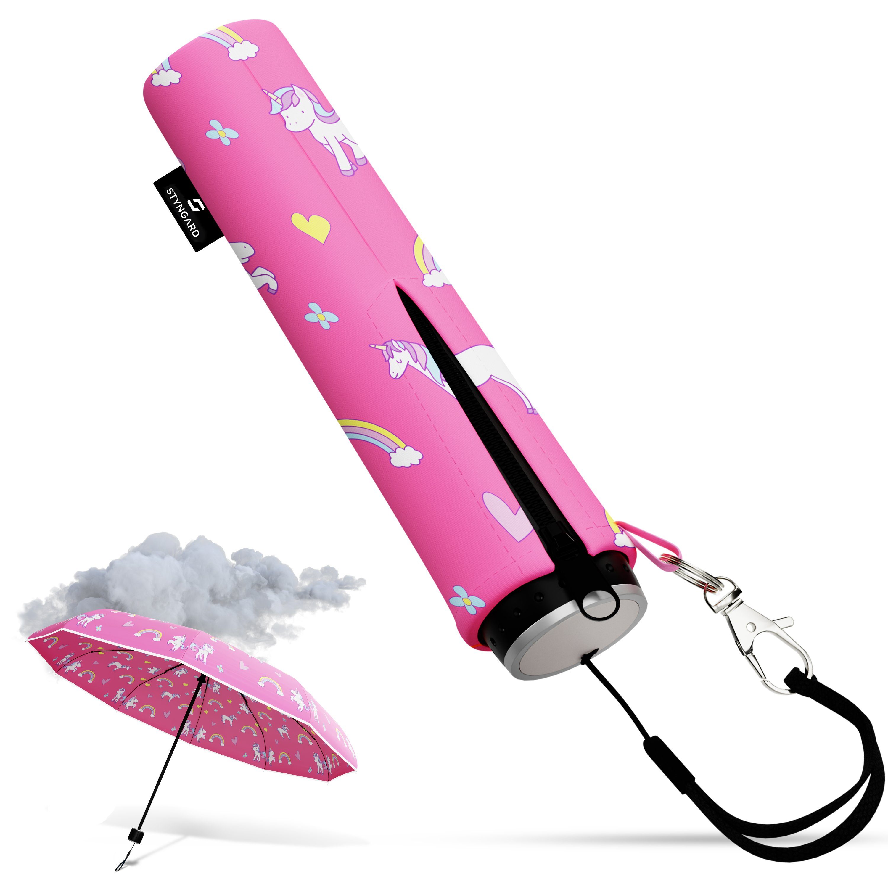 Styngard Taschenregenschirm Stockholm, Kinderregenschirm mit Reflektoren und Klatschband