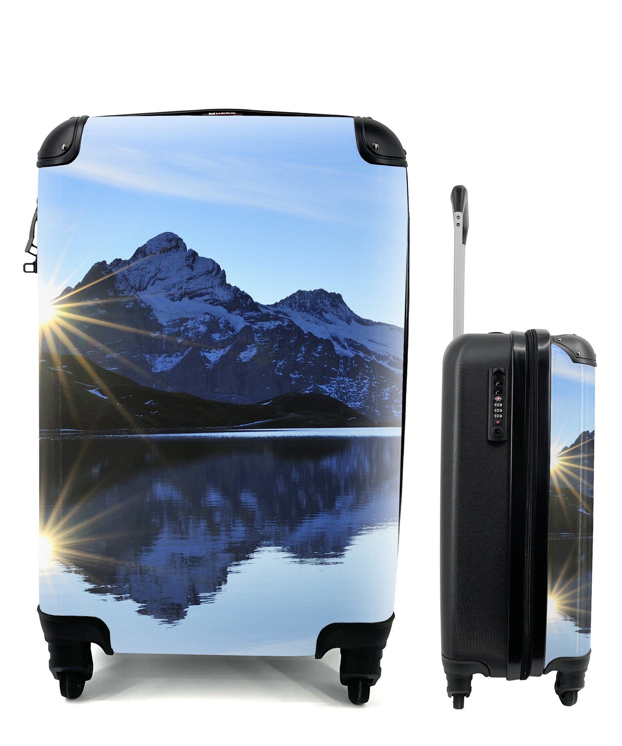 Handgepäck rollen, Handgepäckkoffer Rollen, 4 mit - Schnee, Berg - Reisetasche Ferien, für Trolley, - Alpen Wasser Reisekoffer MuchoWow