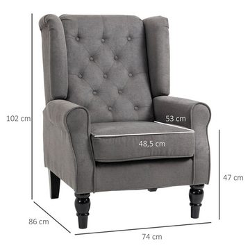 HOMCOM Sessel Relaxsessel aus Polyester, Akzentsessel mit Holzfüße, Einzelstuhl (Ohrensessel, 1-St., Einzelsessel), mit Holzfüßen