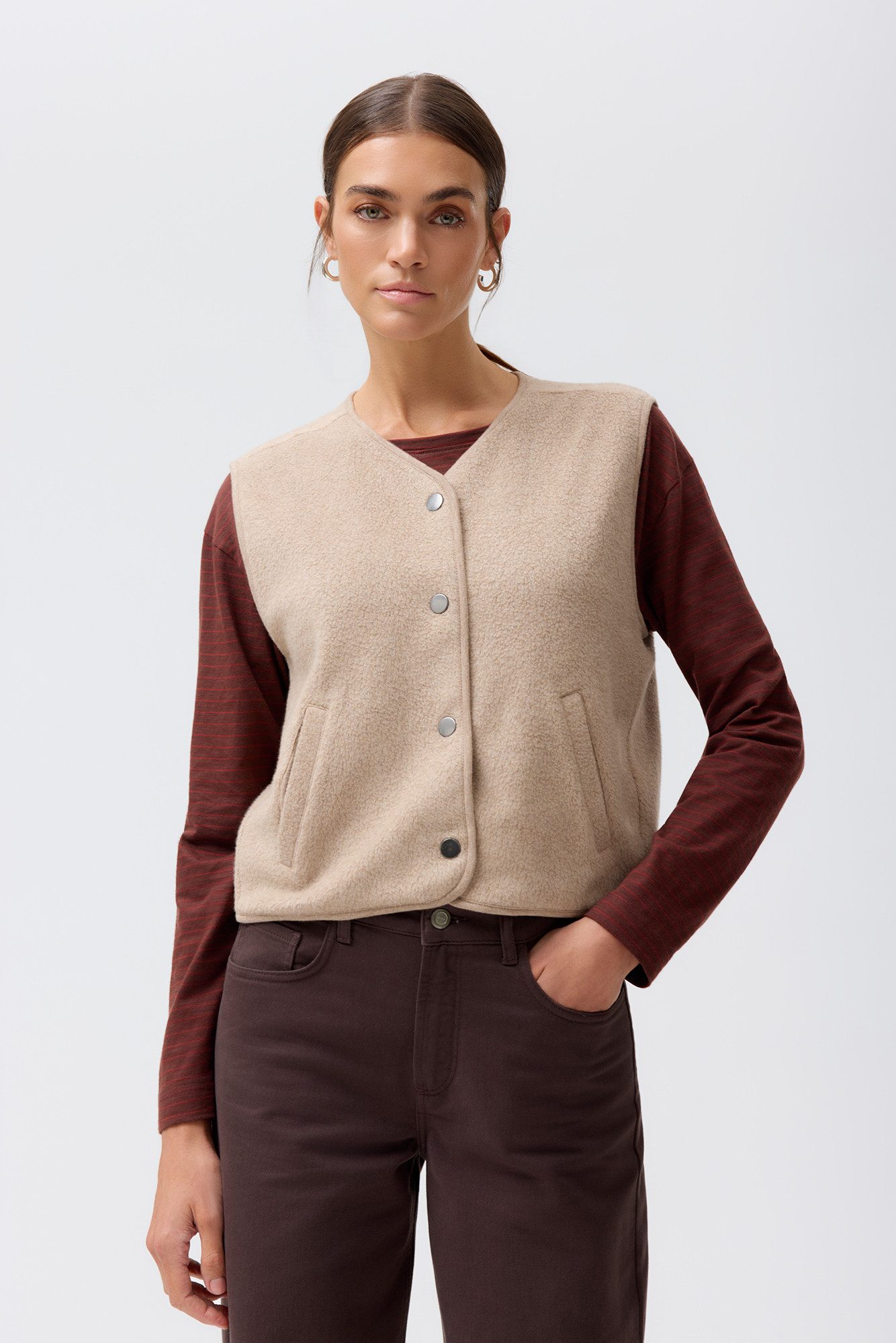 People Wear Organic Fleeceweste Beige Mélange GOTS zertifiziert