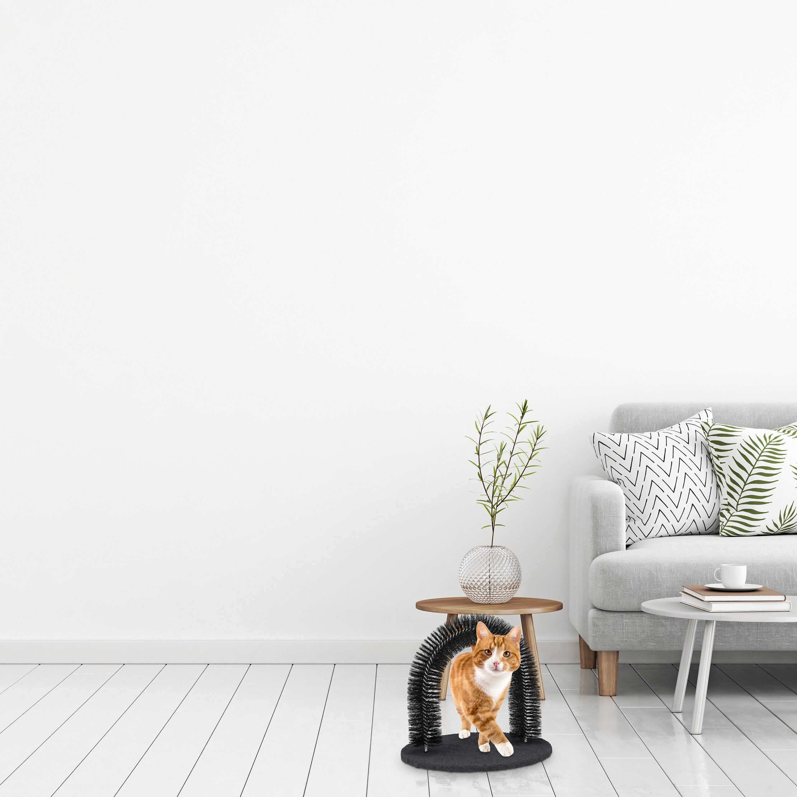 relaxdays Kratzbaum Schwarzer Enthaarungsbogen für Katzen