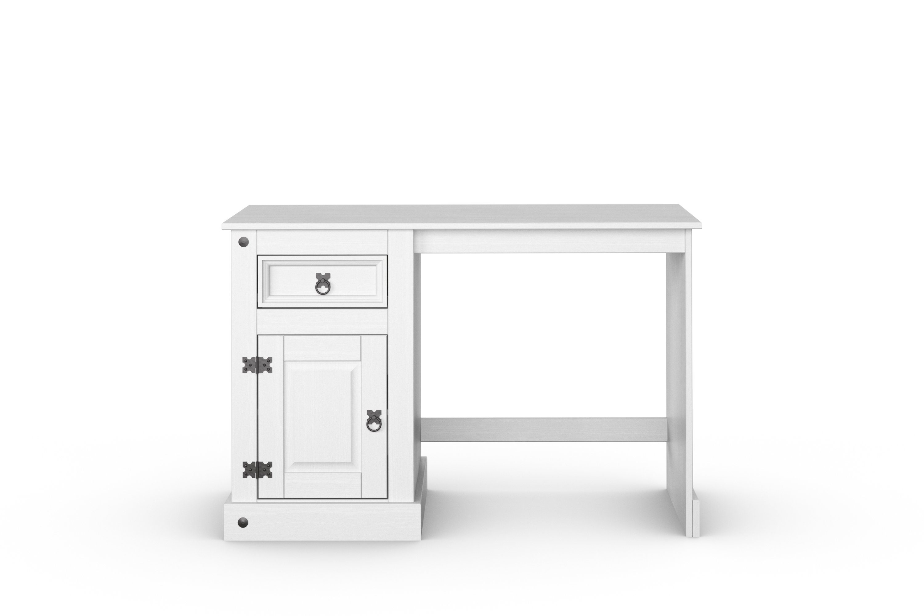 Home affaire Schreibtisch mit Höhe viel cm, 76 weiß Stauraum, Massivholz Mexico