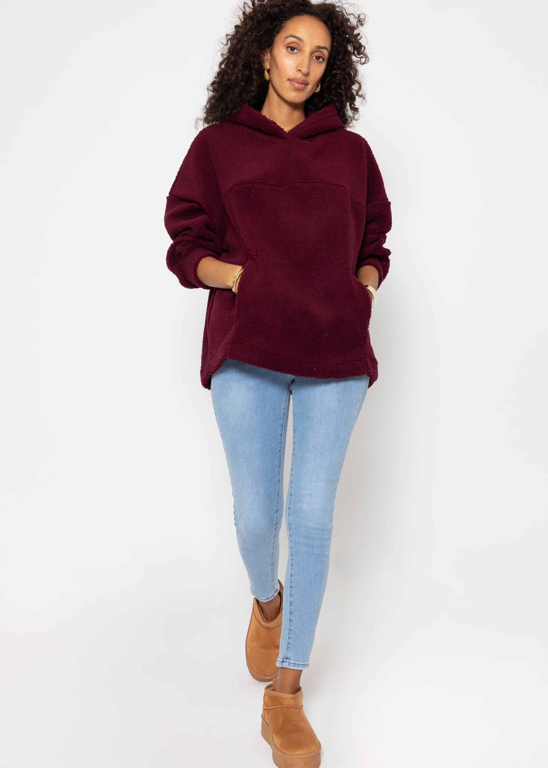 SASSYCLASSY Strickpullover Kuscheliger Oversize Teddy Kapuzenpullover günstig online kaufen
