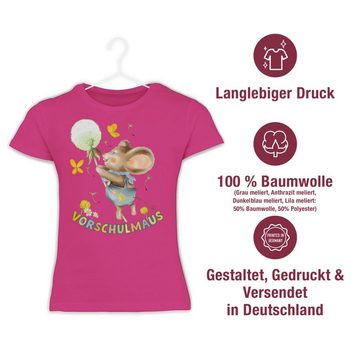 Shirtracer T-Shirt Vorschulmaus - Maus mit Pusteblume Einschulung Mädchen