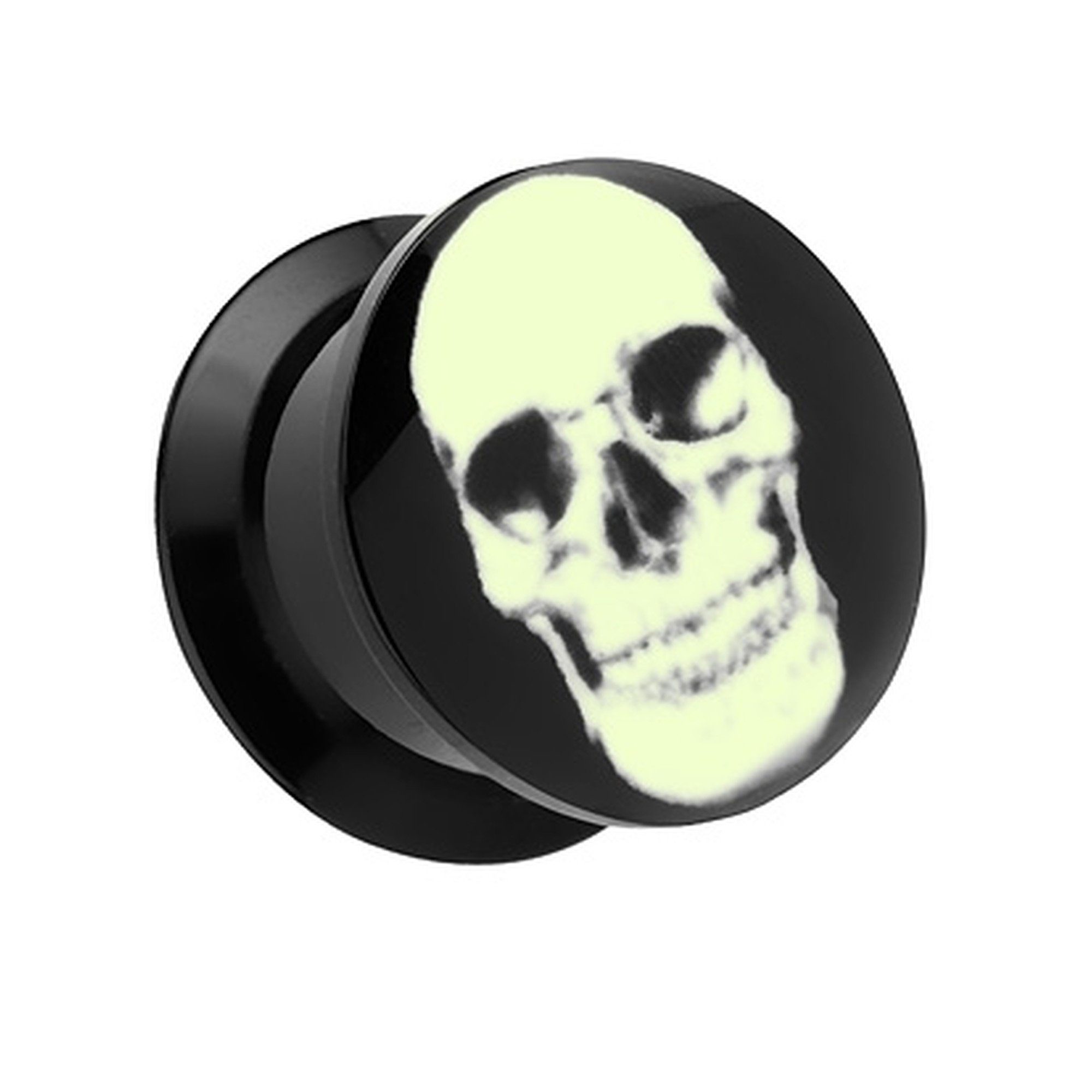 Taffstyle Plug Piercing Ohrpiercing Glow in the Dark Totenkopf, Ohr Plug Flesh Tunnel Piercing Ohrpiercing Glow in the Dark Totenkopf