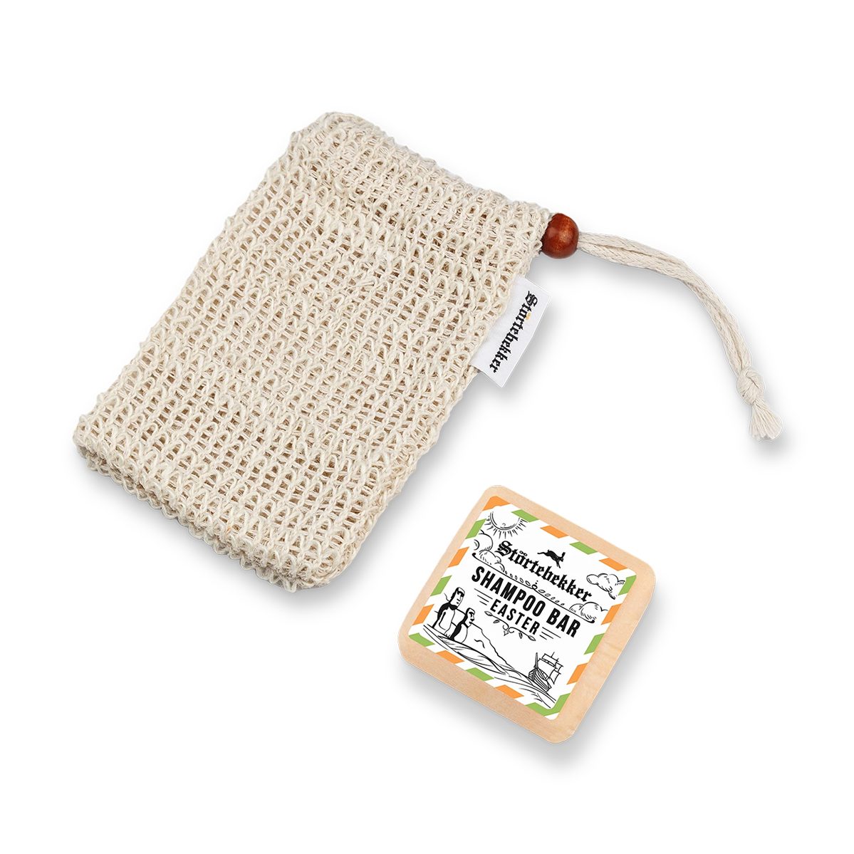 Störtebekker Festes Haarshampoo im Set mit Soap Bag - Handgefertigt in Holland, für perfekten Schaum und sanfte Massage