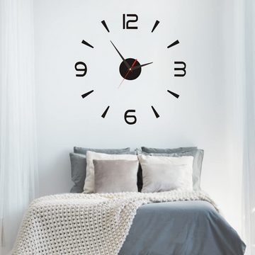 GOOLOO Wanduhr einfache-Wanduhr mit 3D-Zahlen DIY Acryl-Uhr stille Deko-Uhr 80-130cm (Lautlos für Restaurants Wohnzimmer Schlafzimmer Dekoration Uhr)