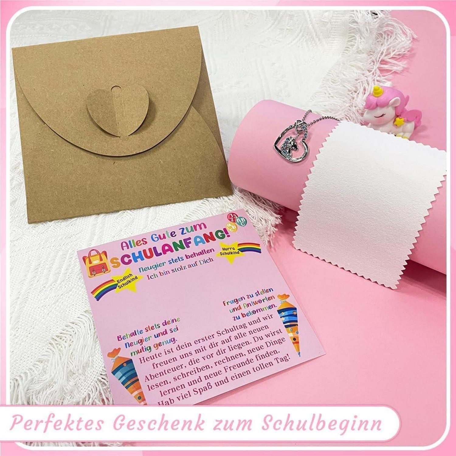 LuxusKollektion Kette und Anhänger Set Einhorn Kette Mädchen Einschulung Geschenk Schulanfang Schmuck