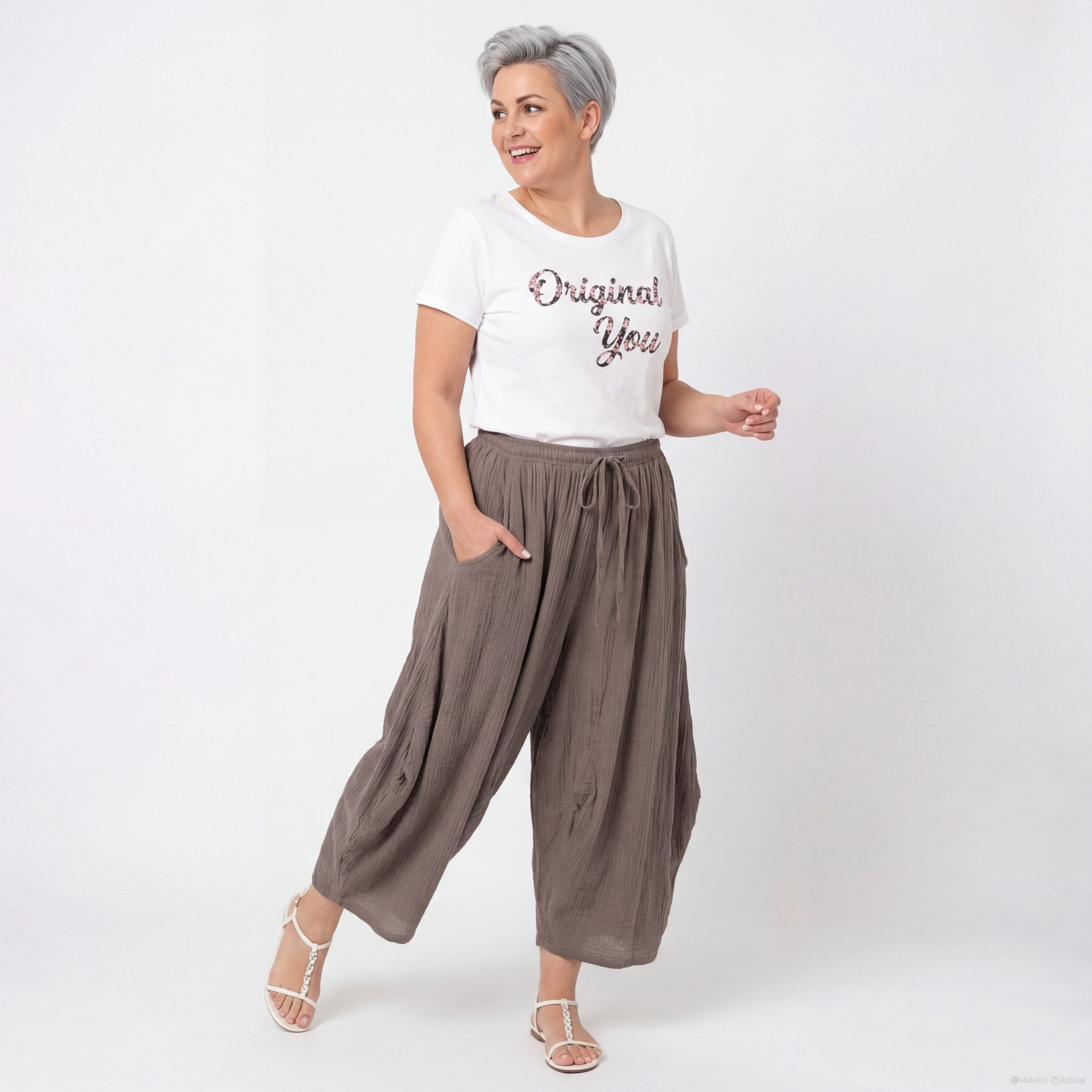 OriginalYou Haremshose Musselin Damen Sommer Hose luftig & leicht softes Musselin Gewebe, weiter Schnitt