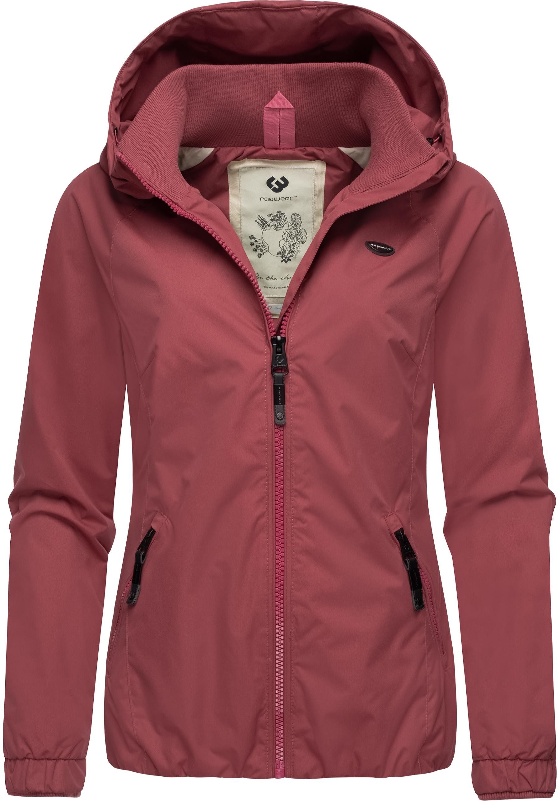 Ragwear Outdoorjacke großer Übergangsjacke stylische Dizzie rosa mit Kapuze