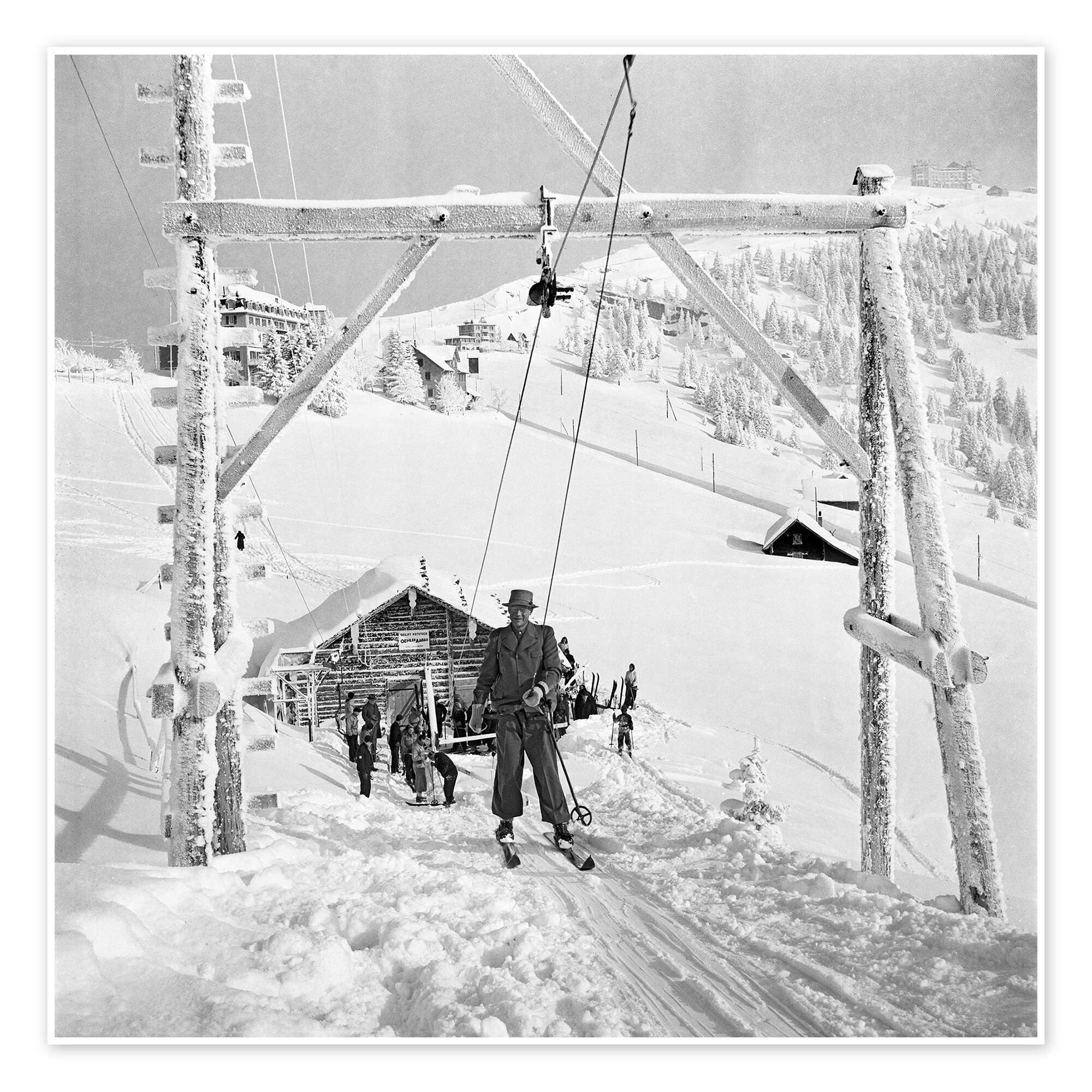 Posterlounge Wandbild Skilift "Rigi-Rotstock", Schweiz, 1941, Vintage Ski Collection, erhältlich als Poster, Leinwandbild, Wandsticker oder Acrylglasbild