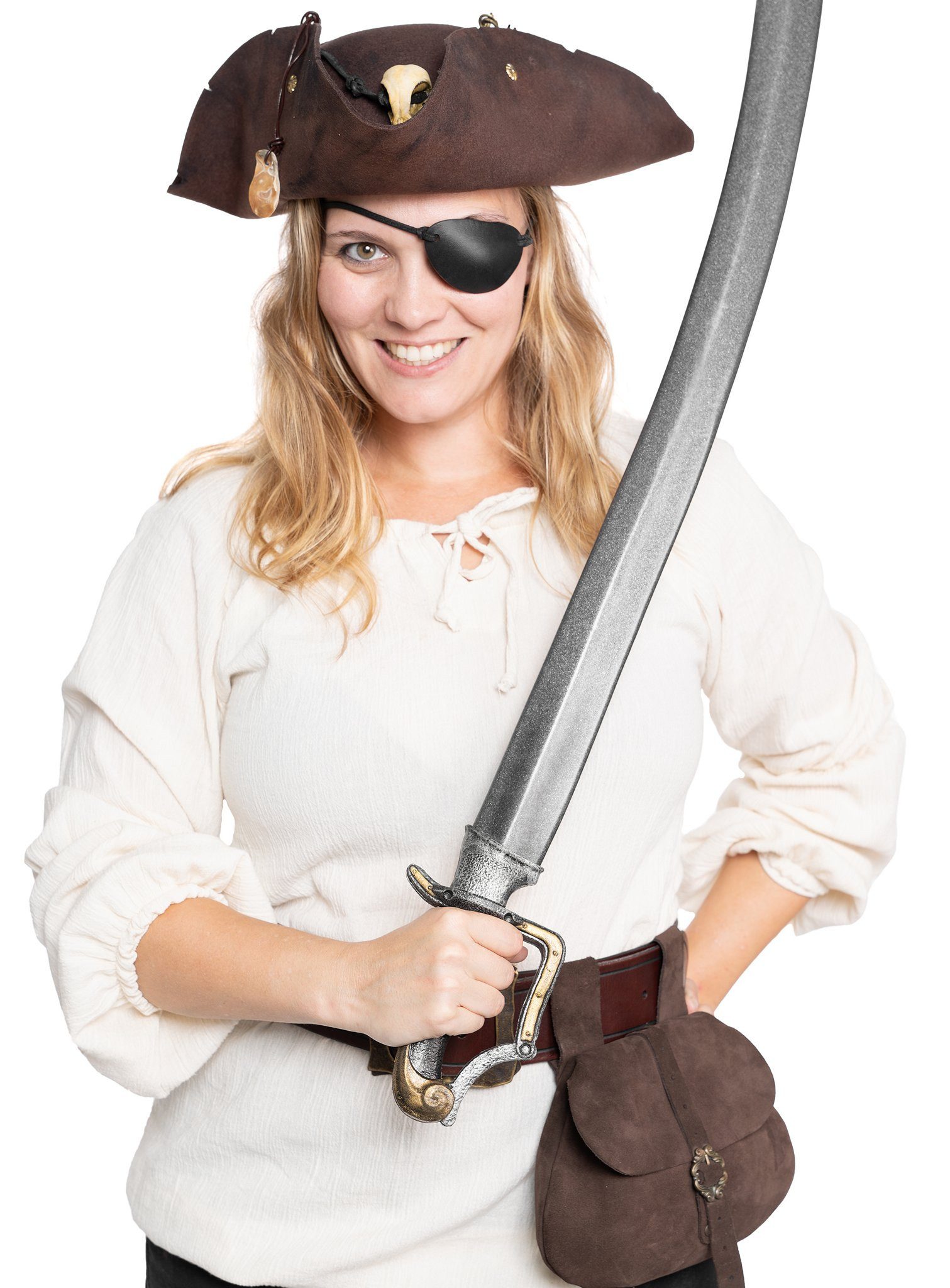 Andracor Piraten-Kostüm Piraten Leder Augenklappe Karneval Faschingskostüm, Der Piratenklassiker! Die Augenklappe als Deluxe-Variante aus Leder ma