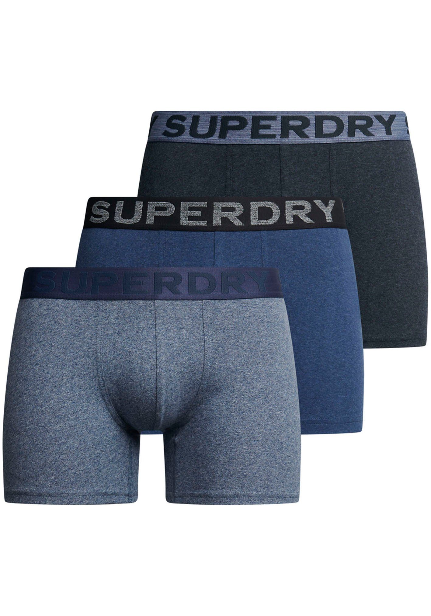 Superdry Boxershorts Bay Marl Marl/Navy (Packung, Blue Marl/Dark Indigo TRIPLE PACK 3-St) BOXER