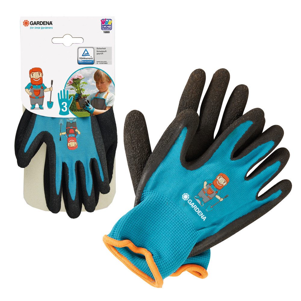 Happy People Gartenhandschuhe Gardena Kinderhandschuhe Gartenarbeit schwarz/blau/orange Размер 3