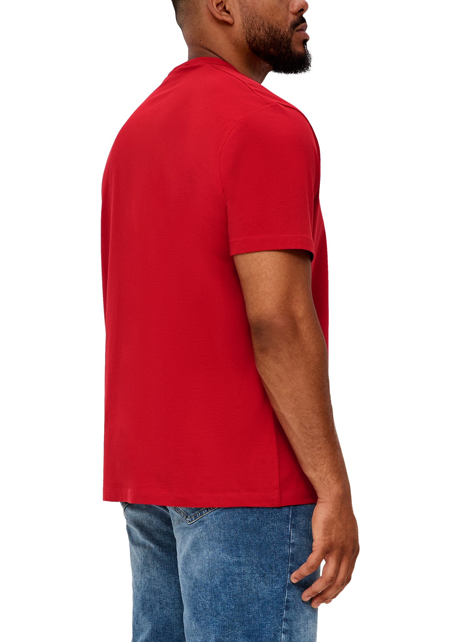 T-Shirt aus Kurzarmshirt Baumwollstretch preiselbeere s.Oliver