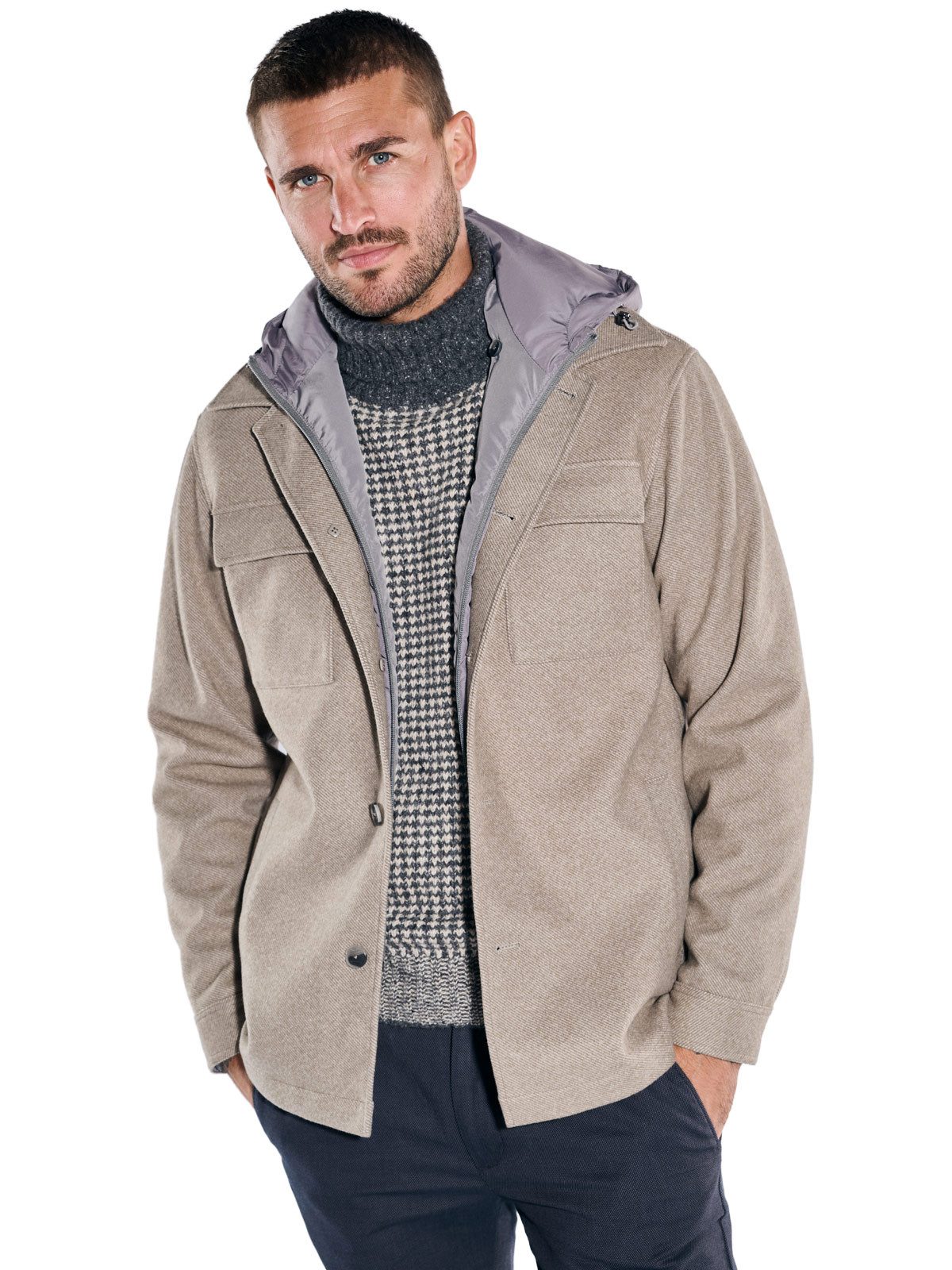 emilio adani Kurzjacke emilio adani Herren Jacke mit heraustrennbarem Inlet, Beige