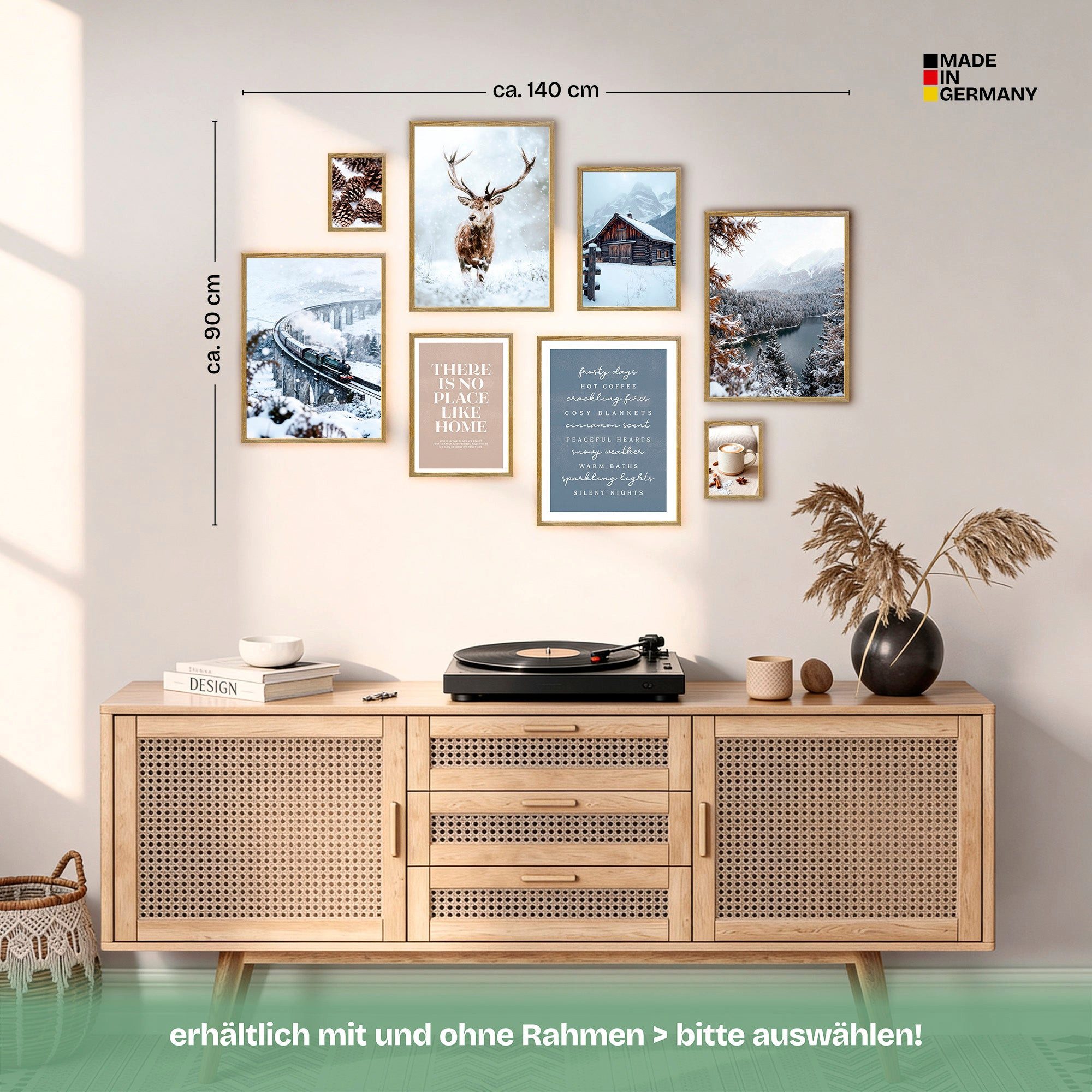 ARTFAVES Bilder-Collage Poster Set Winter Dreams I mehrteilige Bilderwand I Wandbilder Winter, (Wandbilder modern, 8 St)