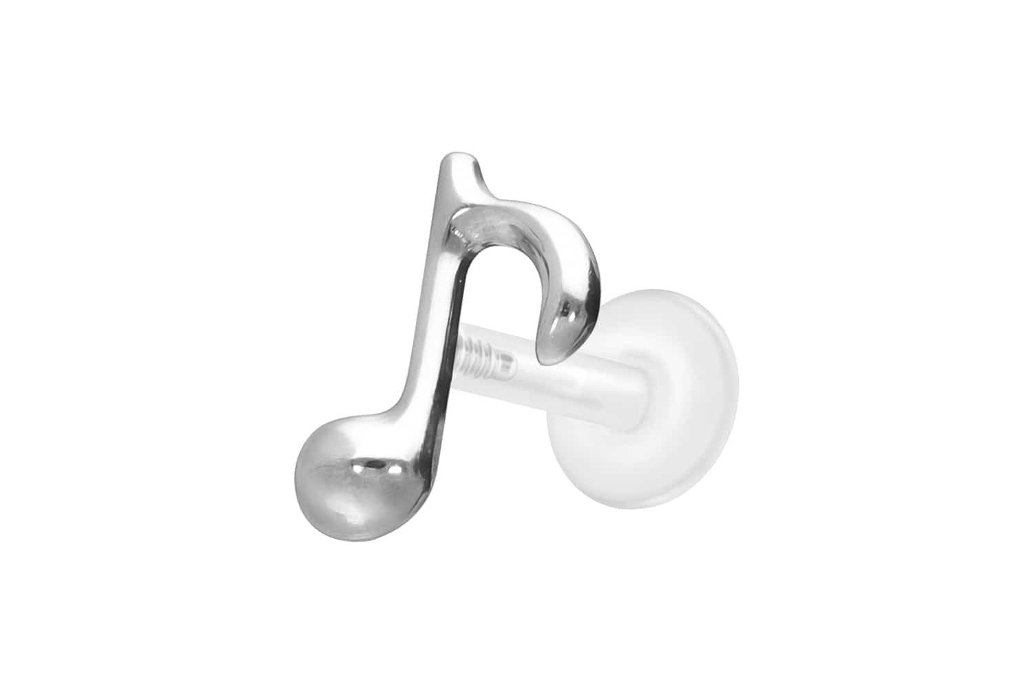 Piercing-Set PTFE Labret mit Innengewinde + Titan-Aufsatz ACHTELNOTE